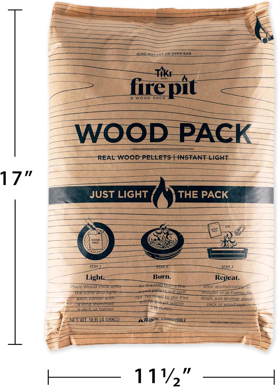 TIKI Wood Pellet Pack – 4-Pack Wood Pellets for Smokeless Fire Pits, Easy-to-Use Fire Pit Fuel for Outdoor Heating & Camping