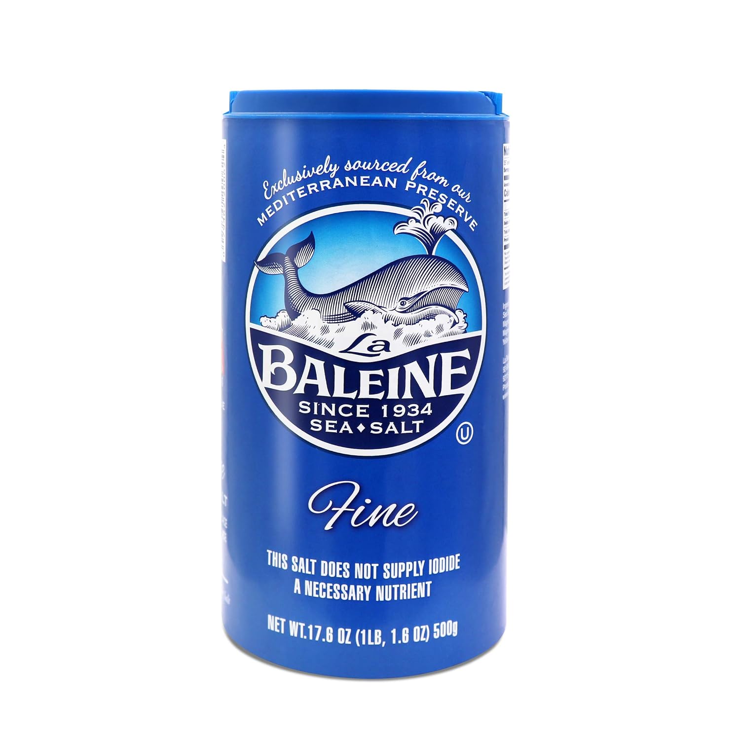La Baleine Fine Sea Salt, Mediterranean Sea Salt, Shaker Bottle, Product of France, 4.4 Oz