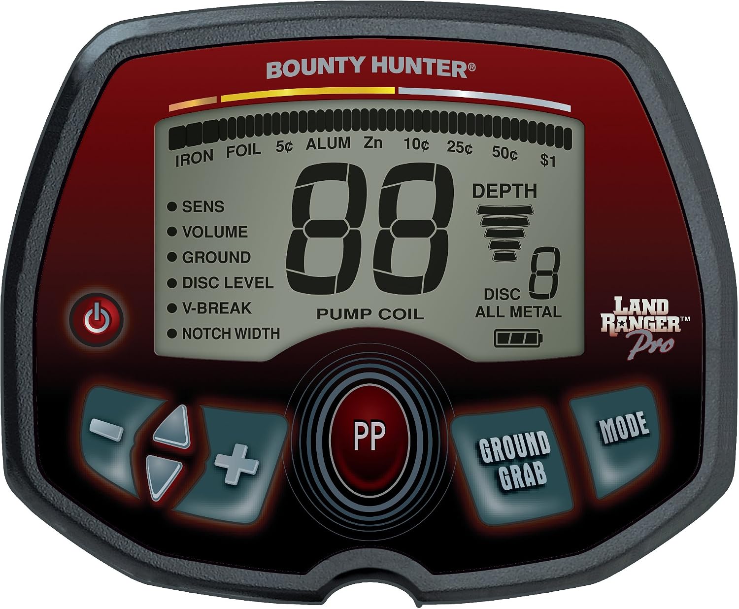 Bounty Hunter Land Ranger Pro Metal Detector, 11 Inch Waterproof DD Searchcoil, Adjustable Length, Lightweight, Ergonomic, Comfortable Padded handgrip