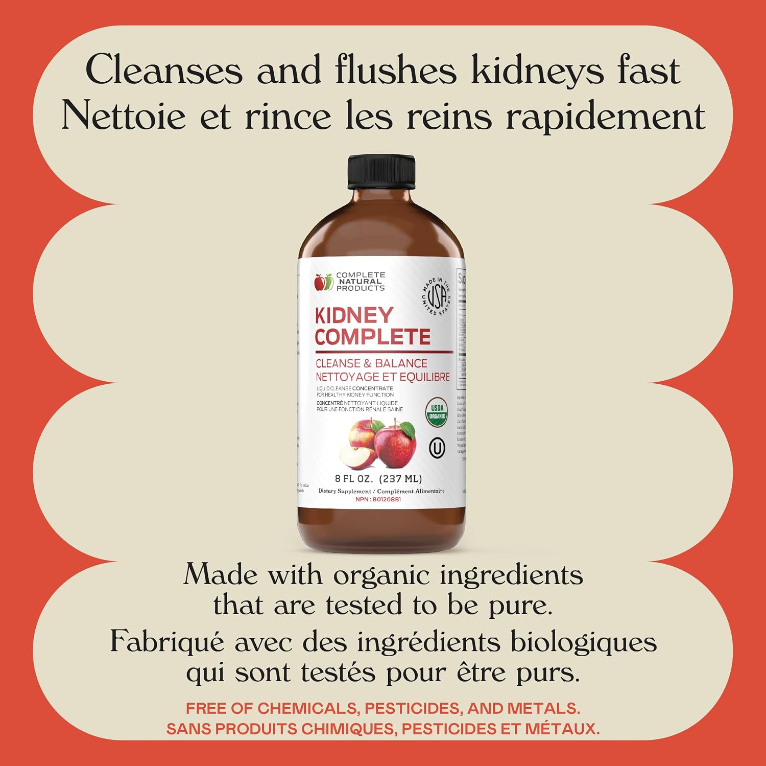 CNP | Kidney Complete Liquid 16oz - ACV, Lemon, Chanca Piedra Cleanse Aid | Kidney support liquid with apple cider vinegar, lemon and organic chanca piedra for daily cleanse and detox routines