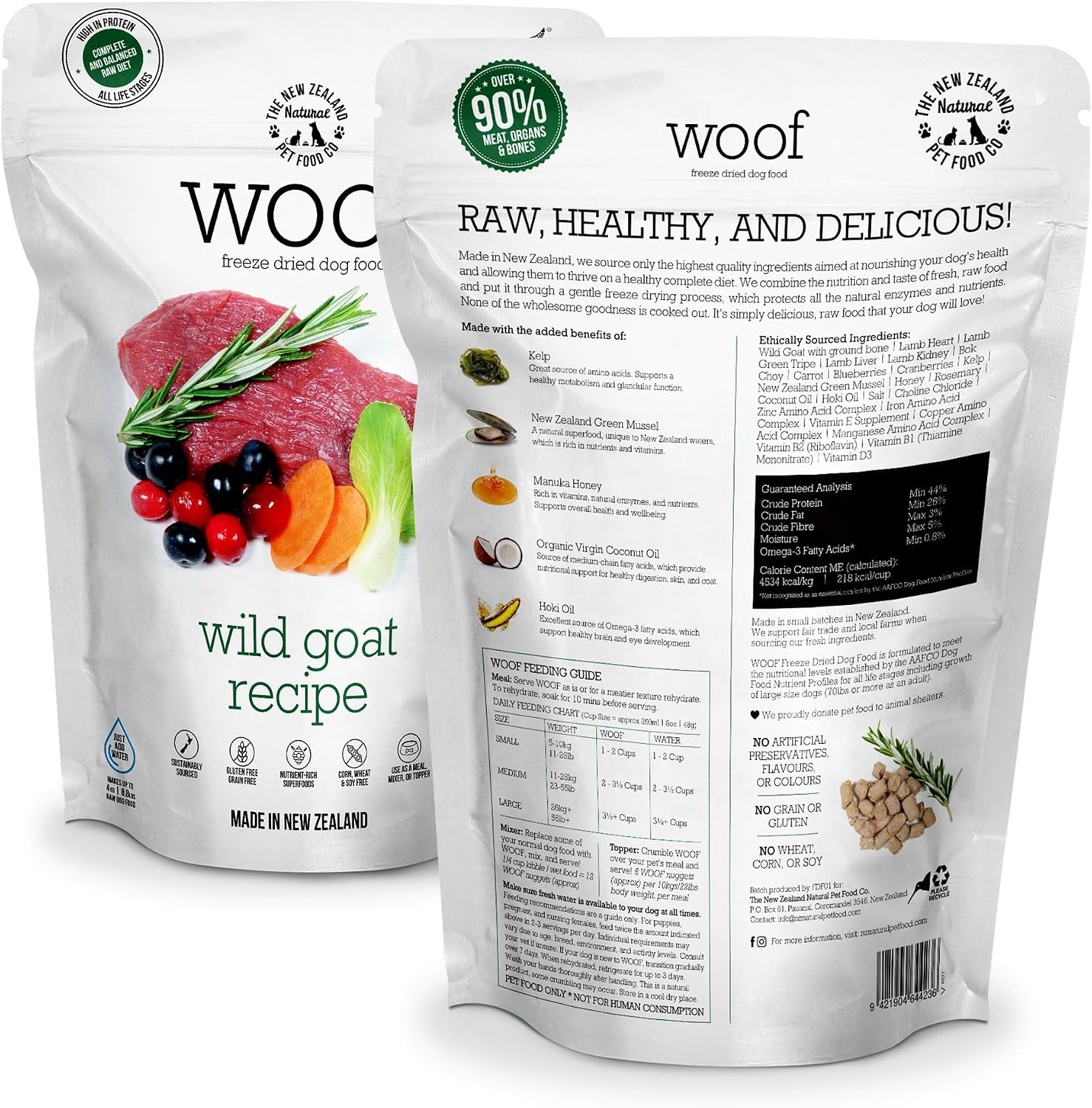 The New Zealand Natural Pet Food Co. Woof Freeze Dried Dog Food - Wild Venison, High Protein, Dog Food Topper & Dog Treats, All Life Stages, 1.76 oz