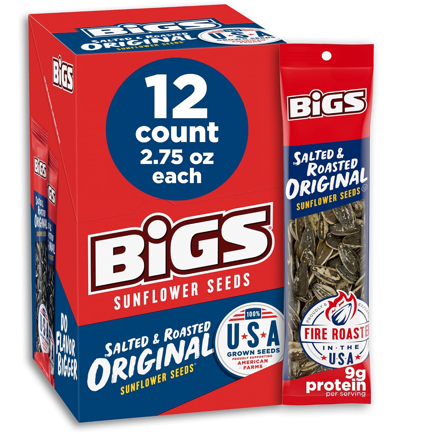 BIGS Sunflower Seeds, Salted & Roasted Original Flavor, 2.75 oz. (12-pk)