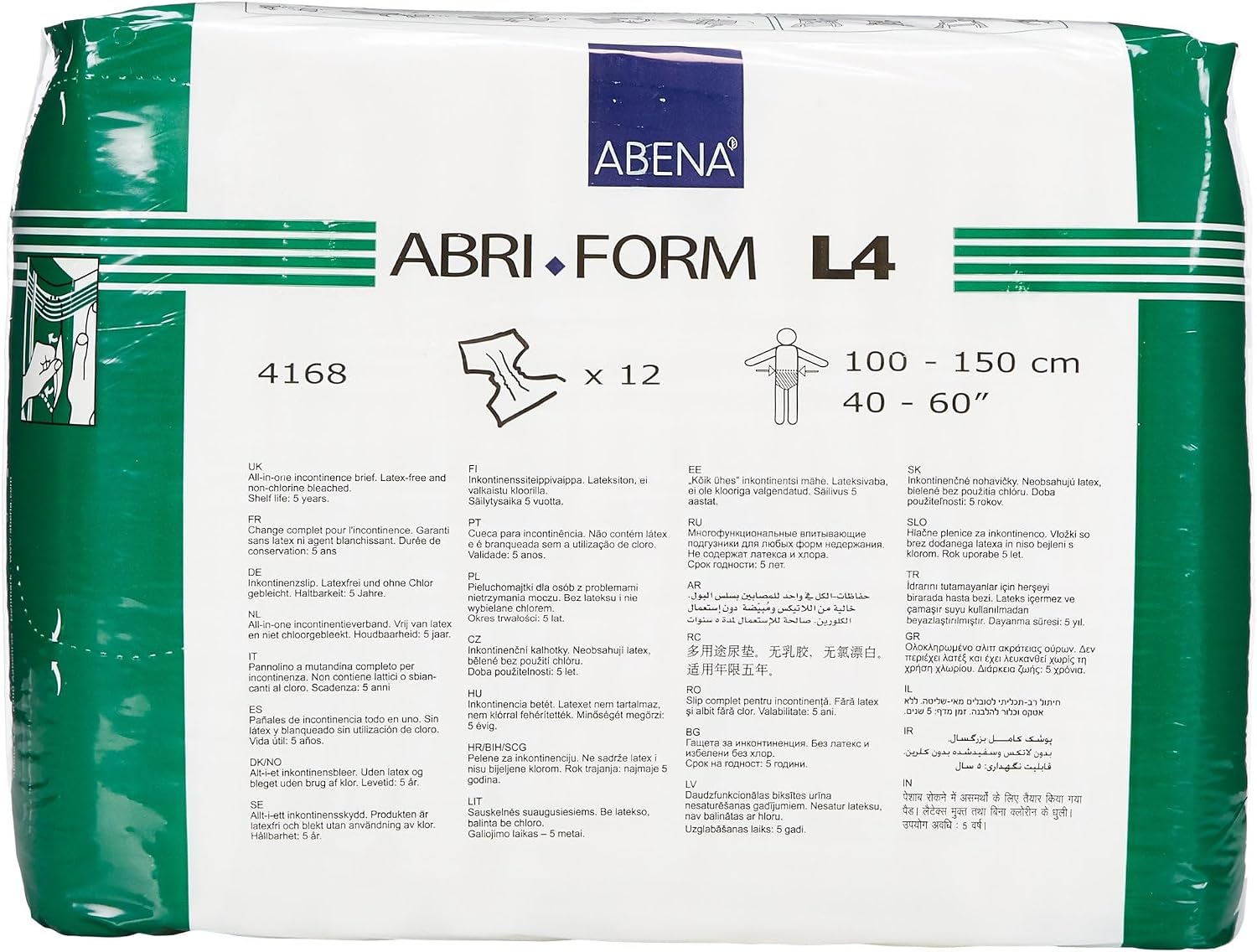 Abena Abri-Form Comfort Plastic-Backed Briefs, Level 4, (Medium To Large Sizes) Medium, 14 Count | Disposable