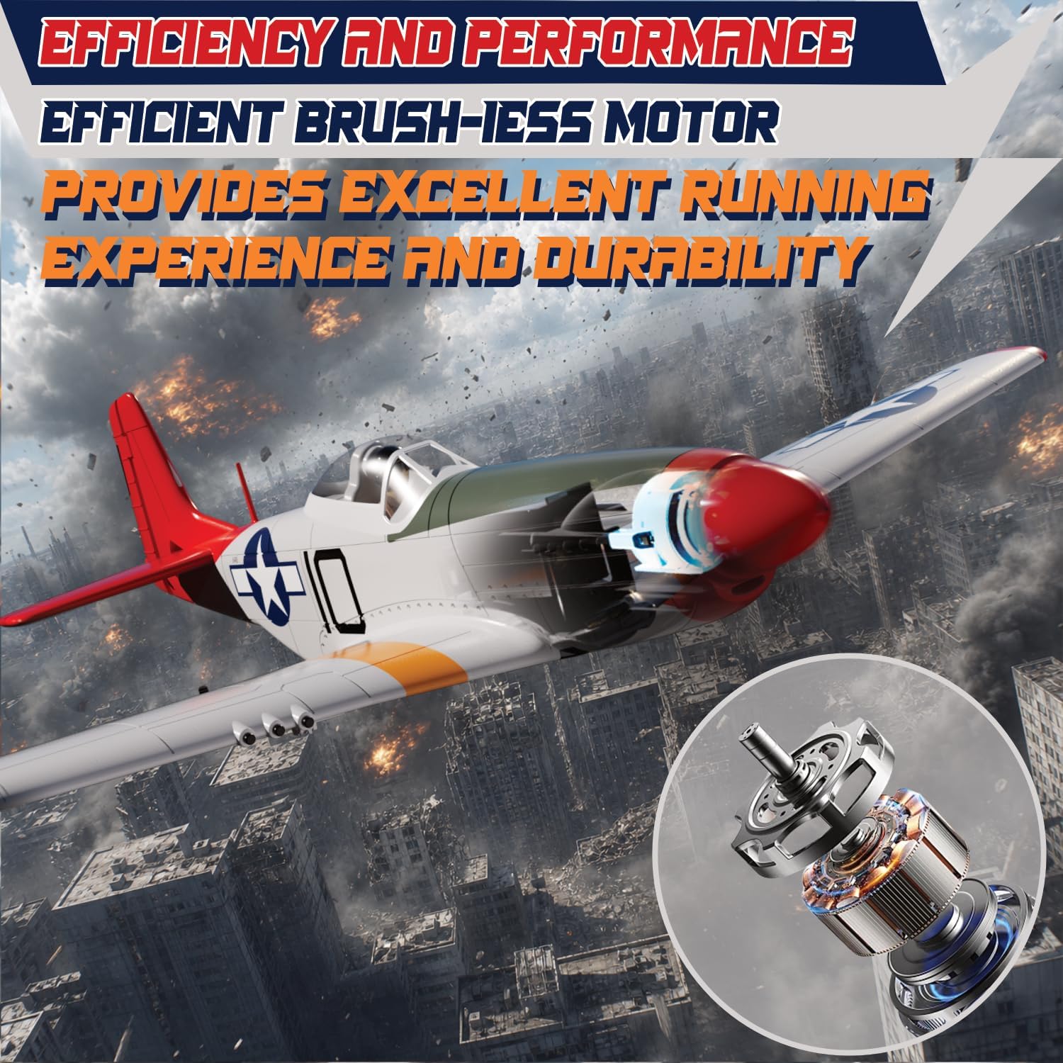 LEAMBE 4 Channel RC Plane, Ready to Fly Aerobatic Aircraft, Easy Control for Beginners, P51 Mustang RC Airplane Best Gift for Adults
