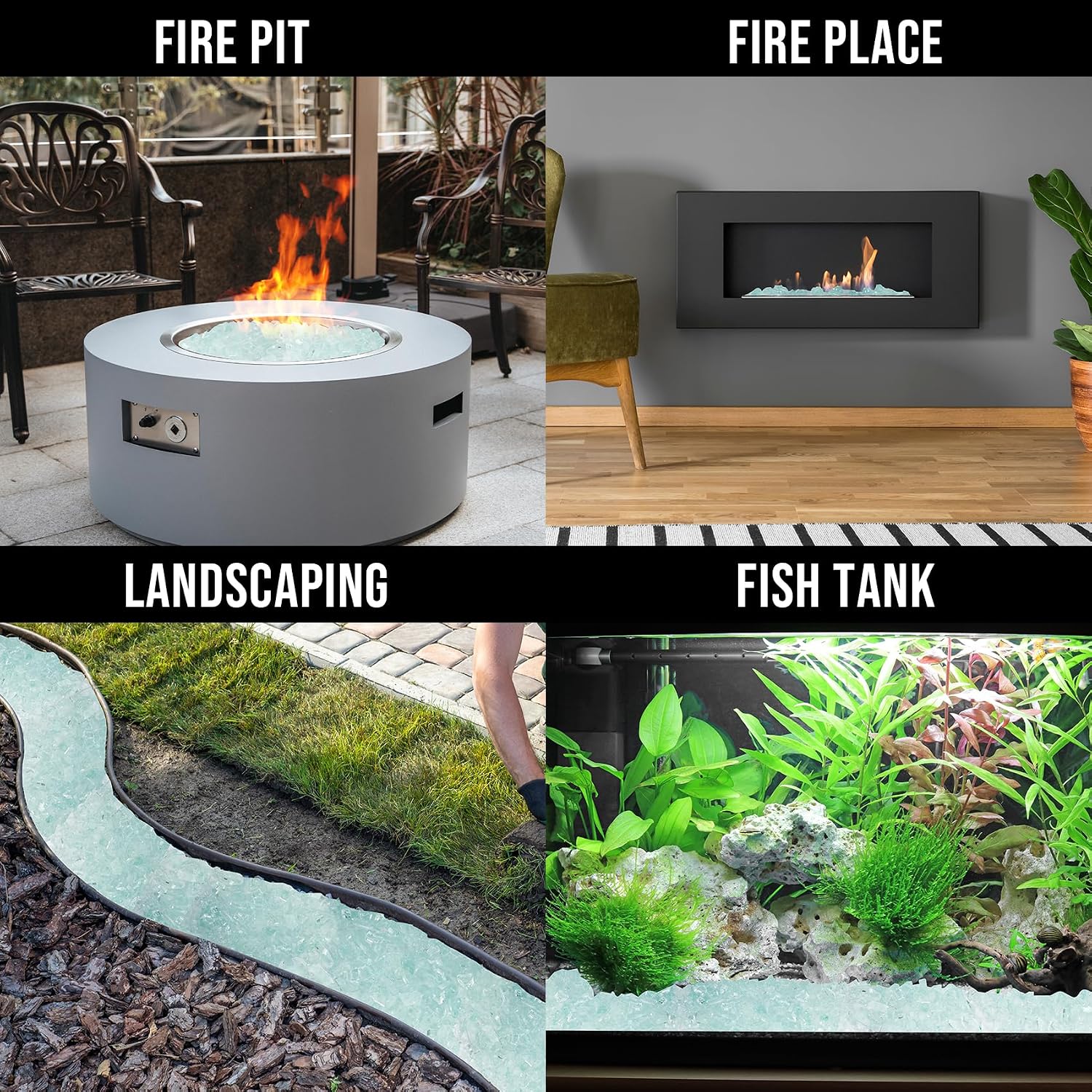 Skyflame 1/4" Pacific Blue Regular Fire Glass for Fire Pit Fireplace