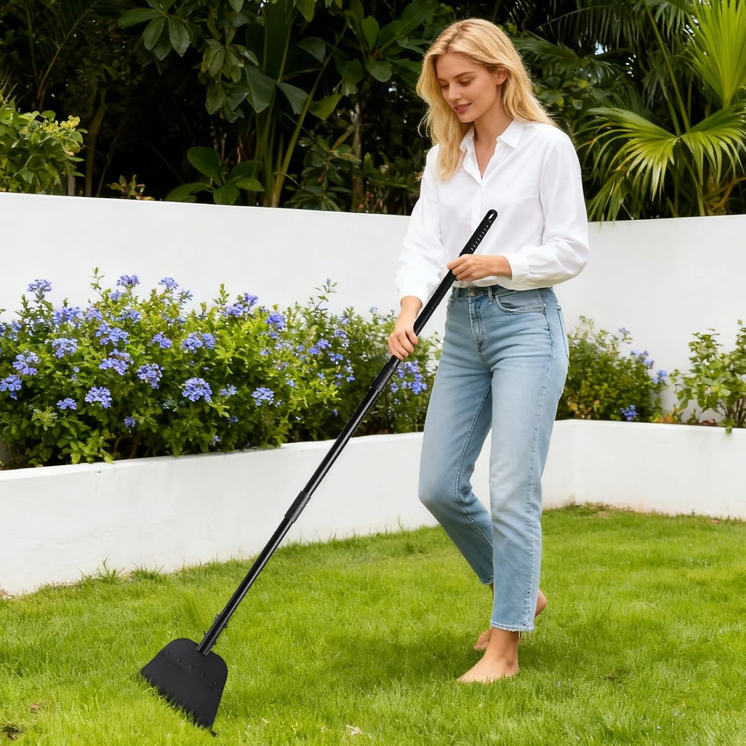 Garden Flat Shovel, 54 Inch Heavy Duty Ice Scraper Chopper | Multifunctional Garden Cleaning Scraper with Adjustable Handle