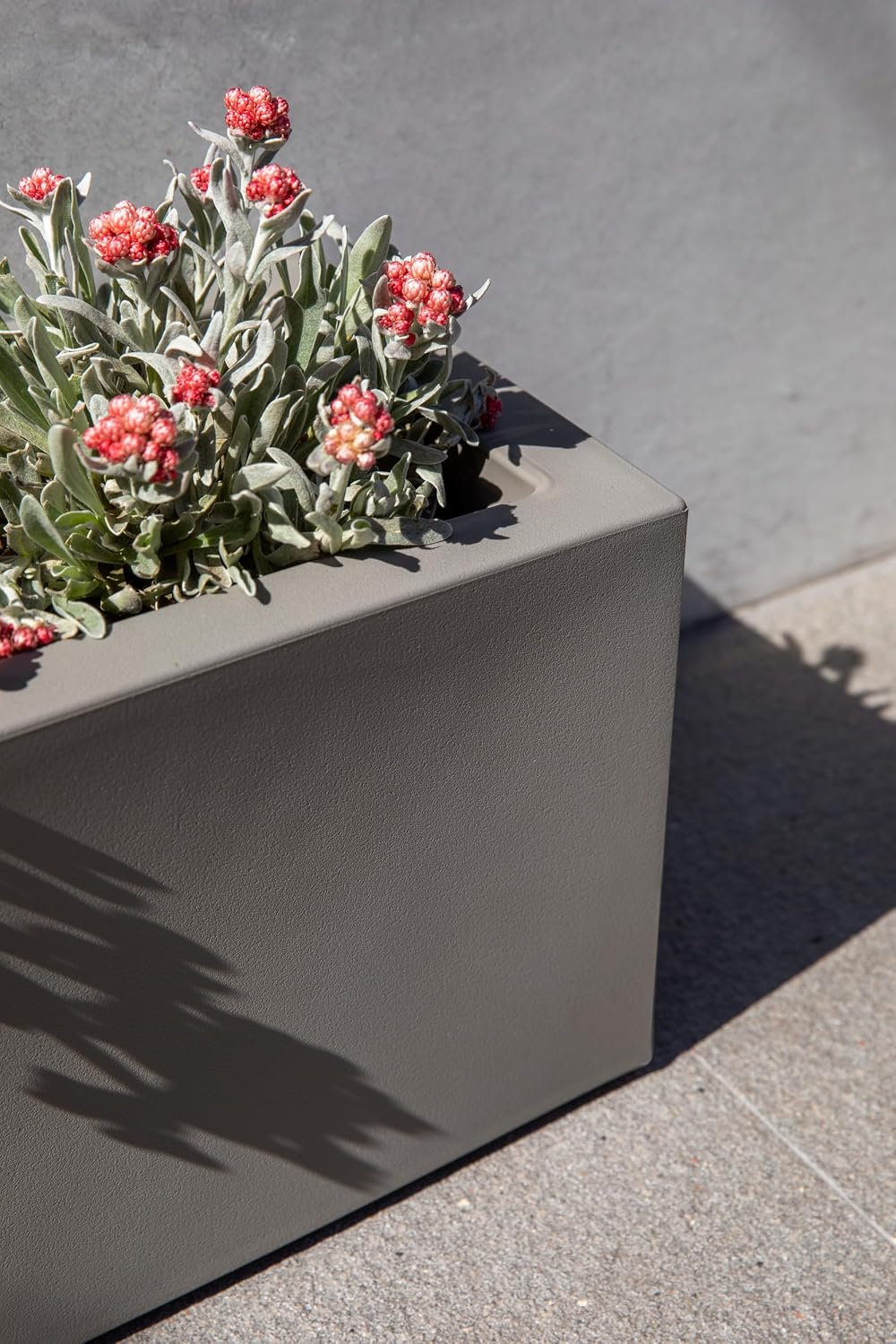 Veradek Block Series Trough Planter - Rectangular Outdoor Window Box | Made From Durable Plastic With Double-Walled Construction. Modern Patio/Tabletop Décor for Plants and Flowers