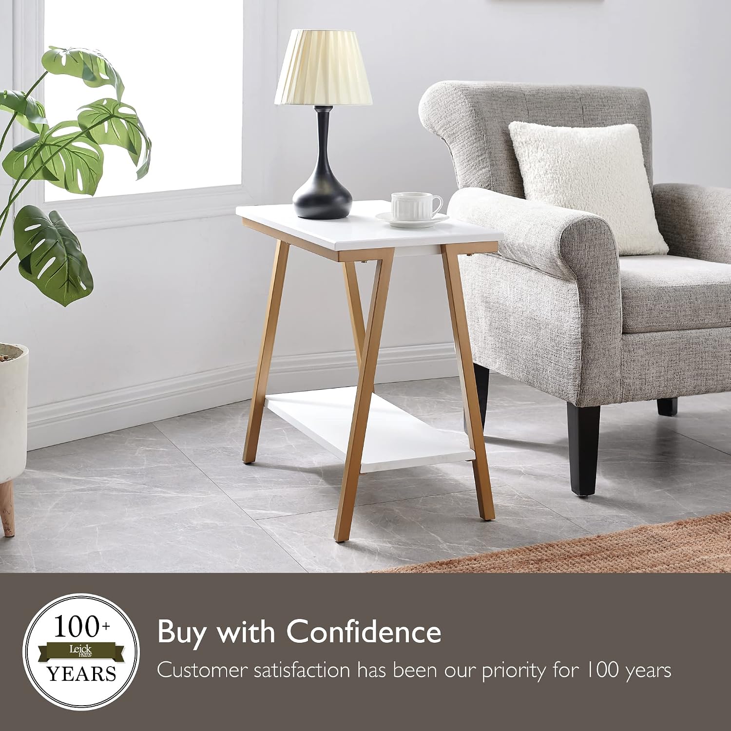 Leick Home Shield Wedge End Table, 21", Glazed Auburn