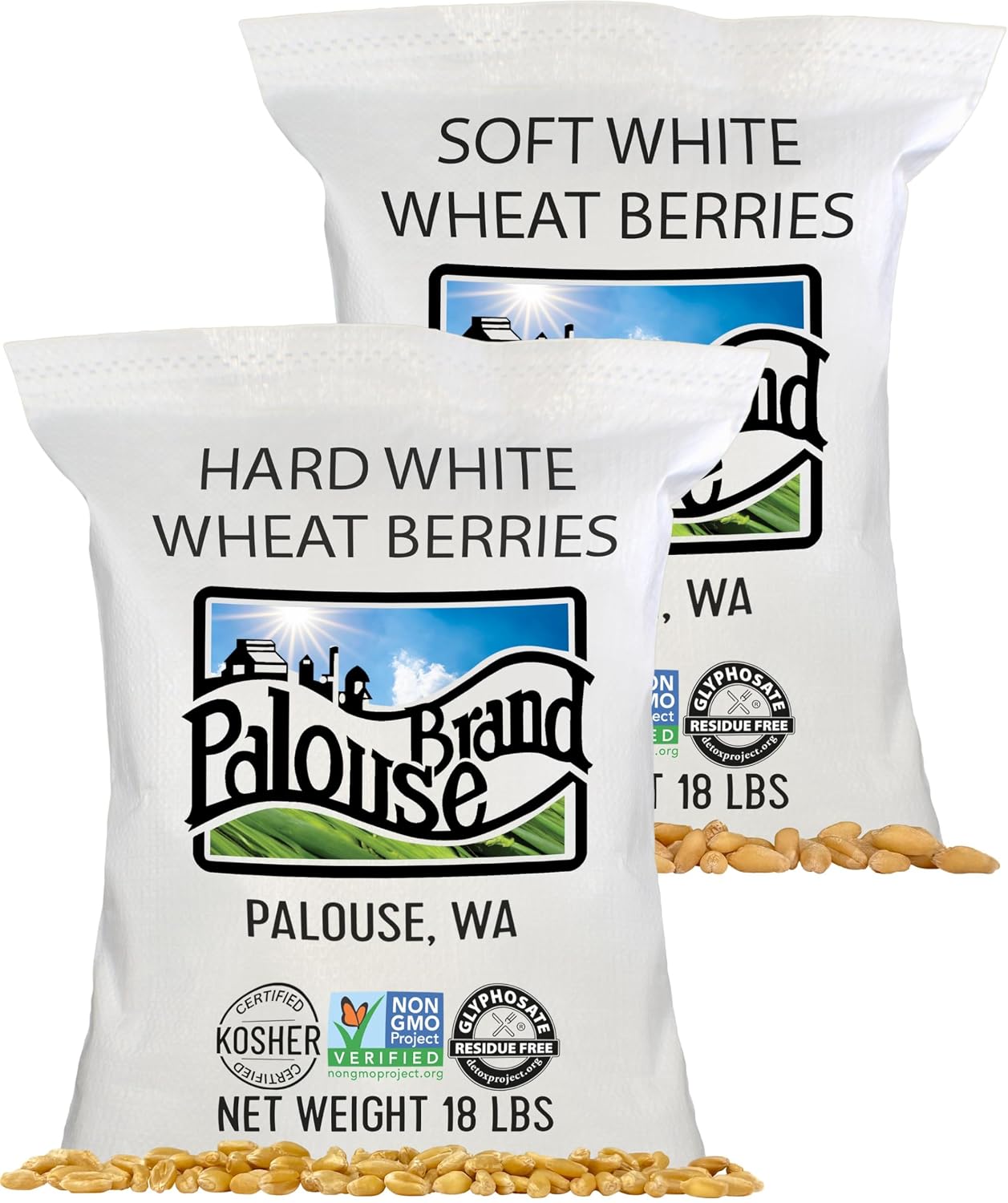 Palouse Brand Certified Glyphosate Residue Free Hard White Wheat Berries | 5 LBS | Non-GMO Project Verified | Kosher