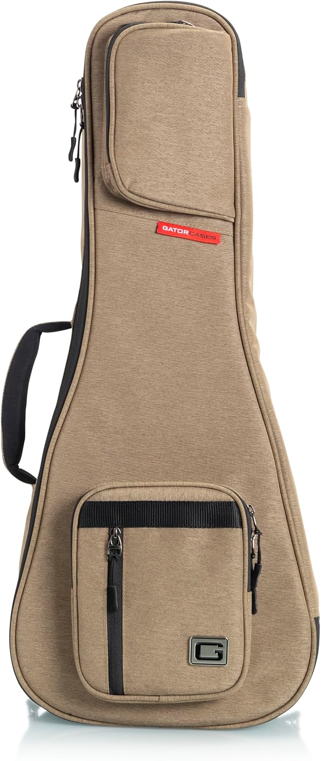 Gator Cases Transit Series Lightweight Bass Guitar Gig Bag with Back Pack Straps and Rubberized Base, Tan Exterior (GT-BASS-TAN)