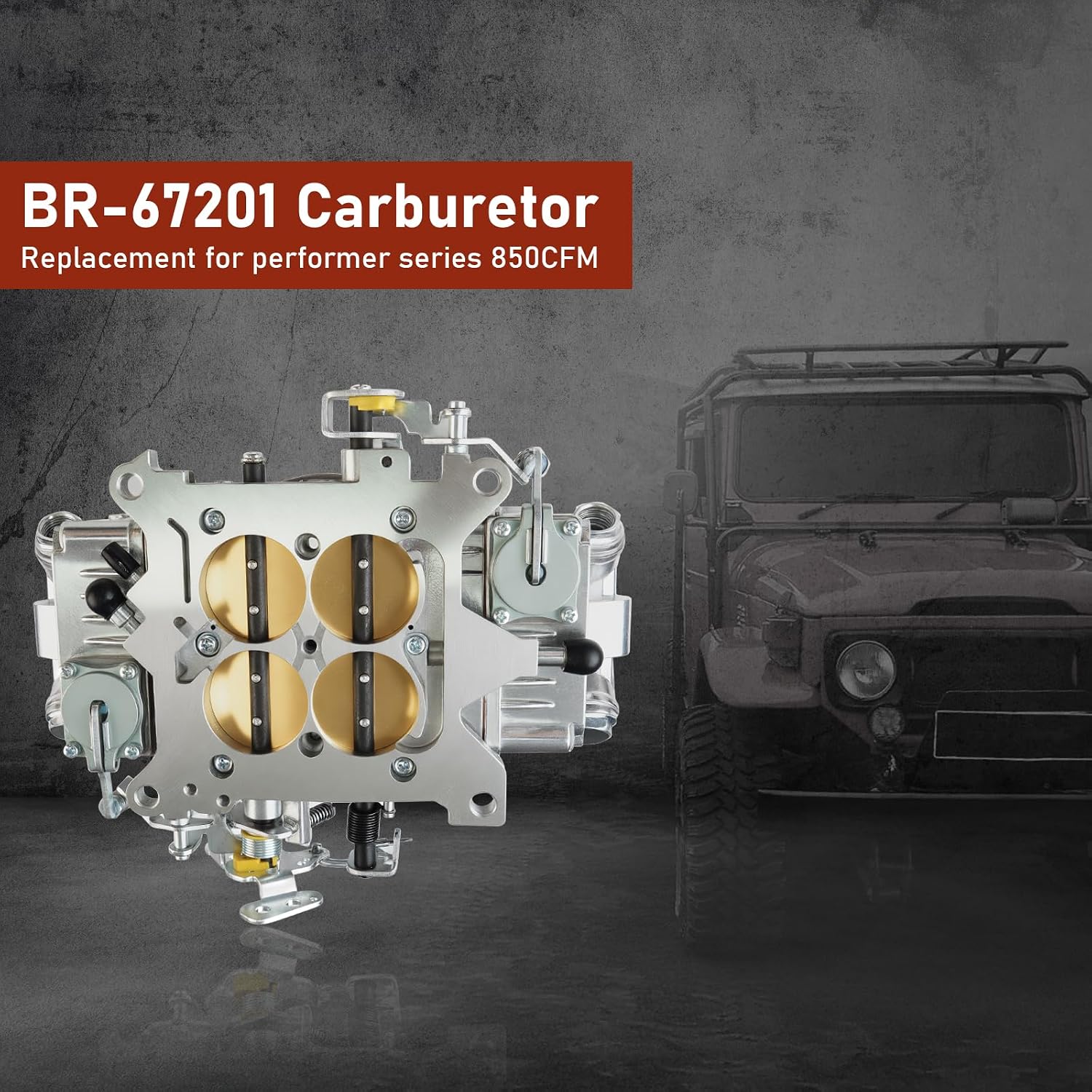 BR-67201 850CFM 4-Barrel Carburetor - 4150 Double Pumper Mechanical Secondary for Holley Quick Fuel Brawler Race Series - Square Bore No Choke Dual