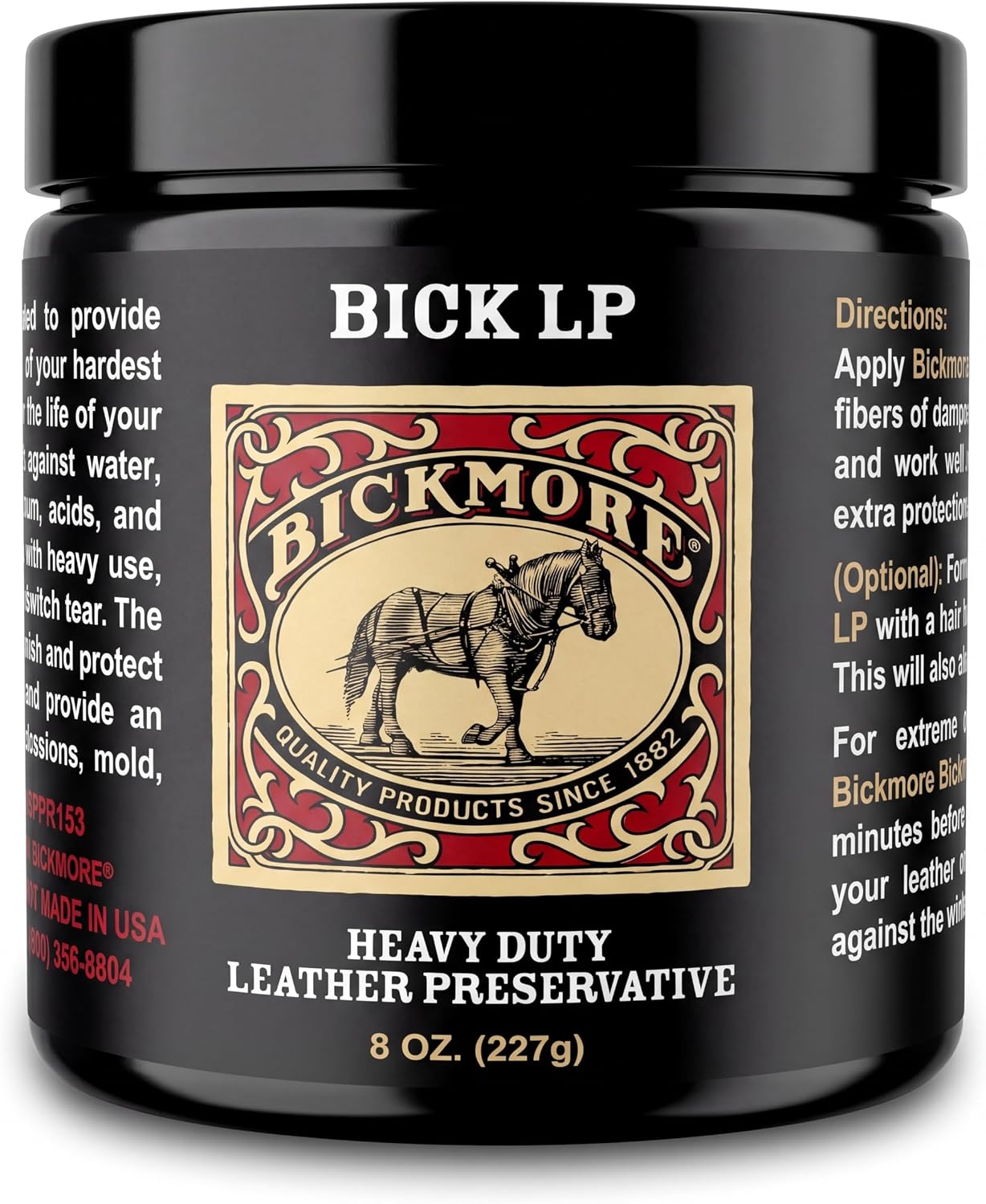 Bickmore Bick LP Leather Conditioner 8 oz, Scratch Repair | Heavy-duty preservative protects, softens and restores dry, cracked leather. Made in USA.
