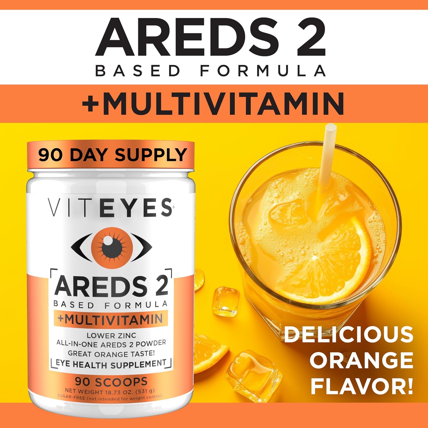 Viteyes AREDS 2 Powder + Multivitamin All-in-One, Macular Protection, Alternative to AREDS 2 chewables, No Pills, Lutein & Zeaxanthin