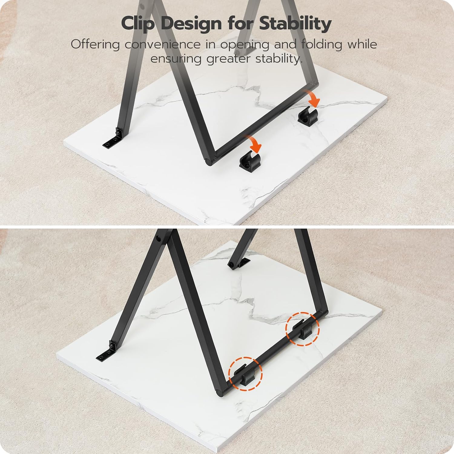 HOOBRO Folding TV Tray Tables, Set of 4 TV Trays with Storage Rack, Industrial Side Table for Eating at Couch, Foldable Snack Table for Small Space