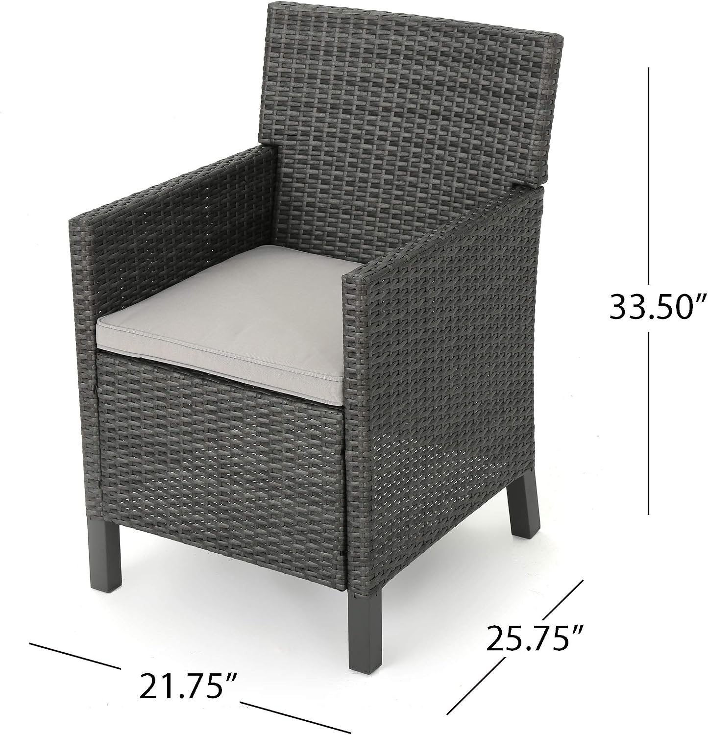 Christopher Knight Home Cypress Outdoor Wicker Dining Chairs with Water Resistant Cushions, 2-Pcs Set, Grey / Light Grey / Dark Grey