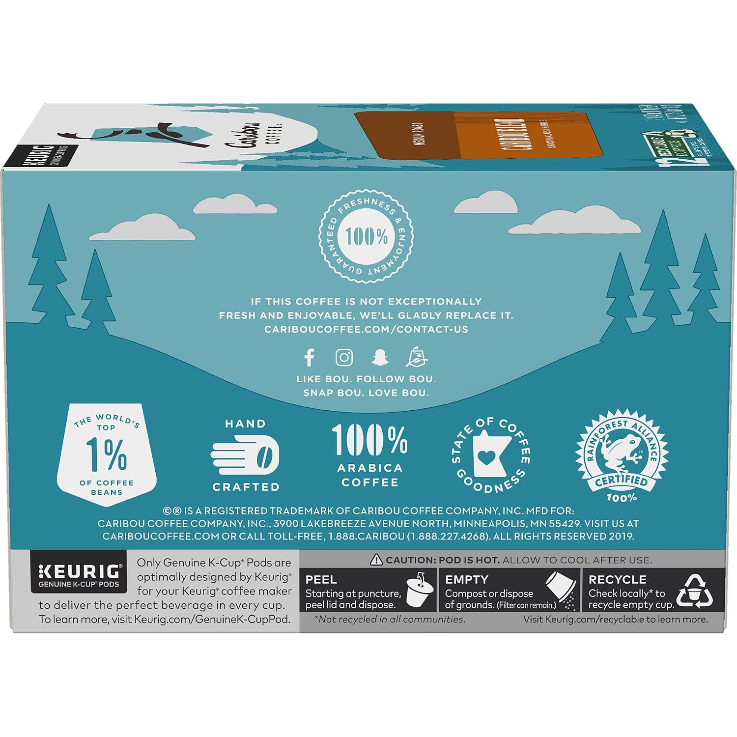 Caribou Coffee Caribou Blend Keurig Single-Serve K-Cup Pod, Medium Roast Coffee, 72 Count