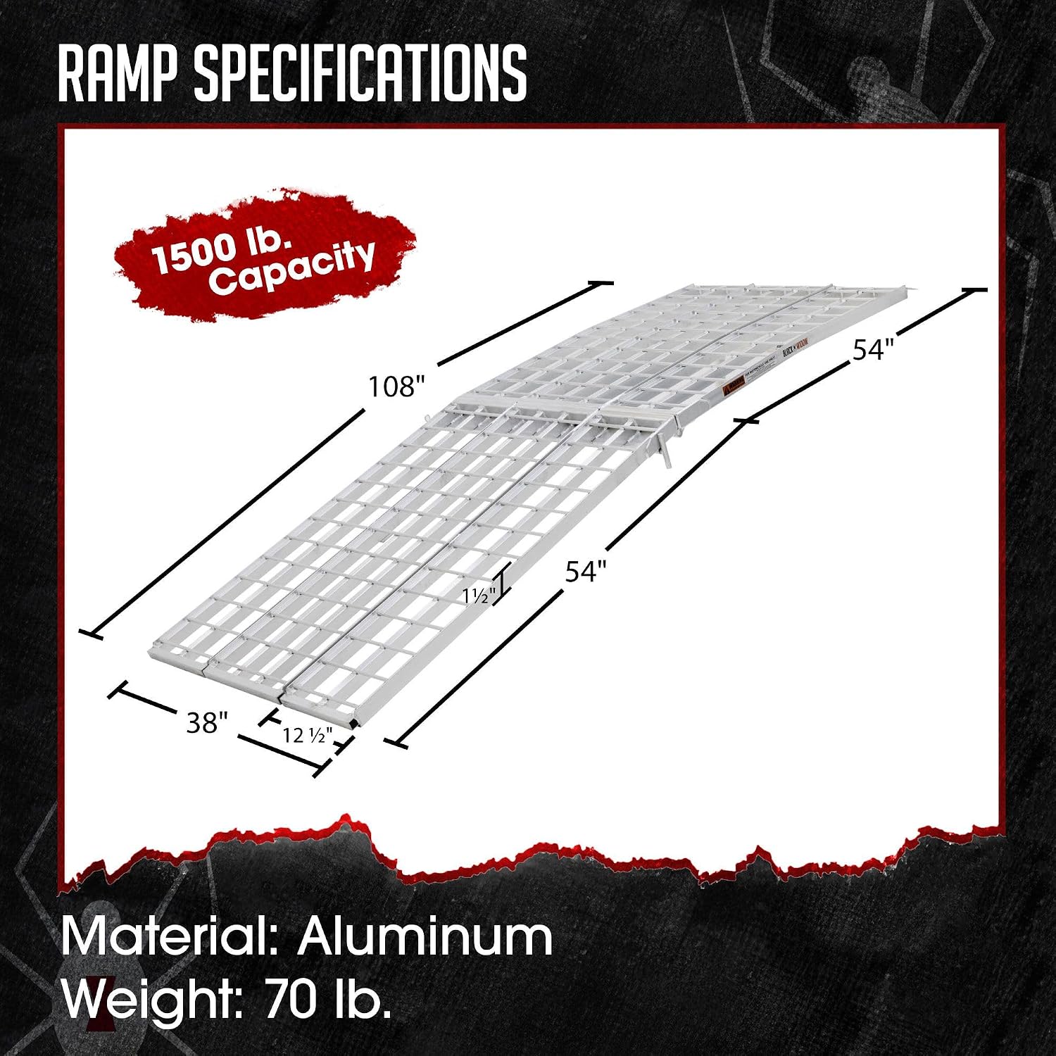 Black Widow Aluminum Folding Motorcycle Ramp for Pickup Trucks, Arched Design, 10’, Silver – Heavy-Duty Portable Automotive Loading Ramps for Truck and Trailer | Heavy-Duty Portable Automotive Ramp for Loading Motorcycles and Dirt Bikes into Truck Beds a…
