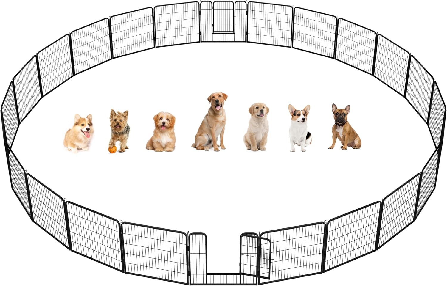Yaheetech Dog Playpen 24in 16 Panels Pet Fence for Indoor Yard RV Camping | Easy Setup, Heavy Duty Rustproof Frame with Secure Latch Door, DIY Layouts,Foldable Storage, for Puppies & Small Dogs