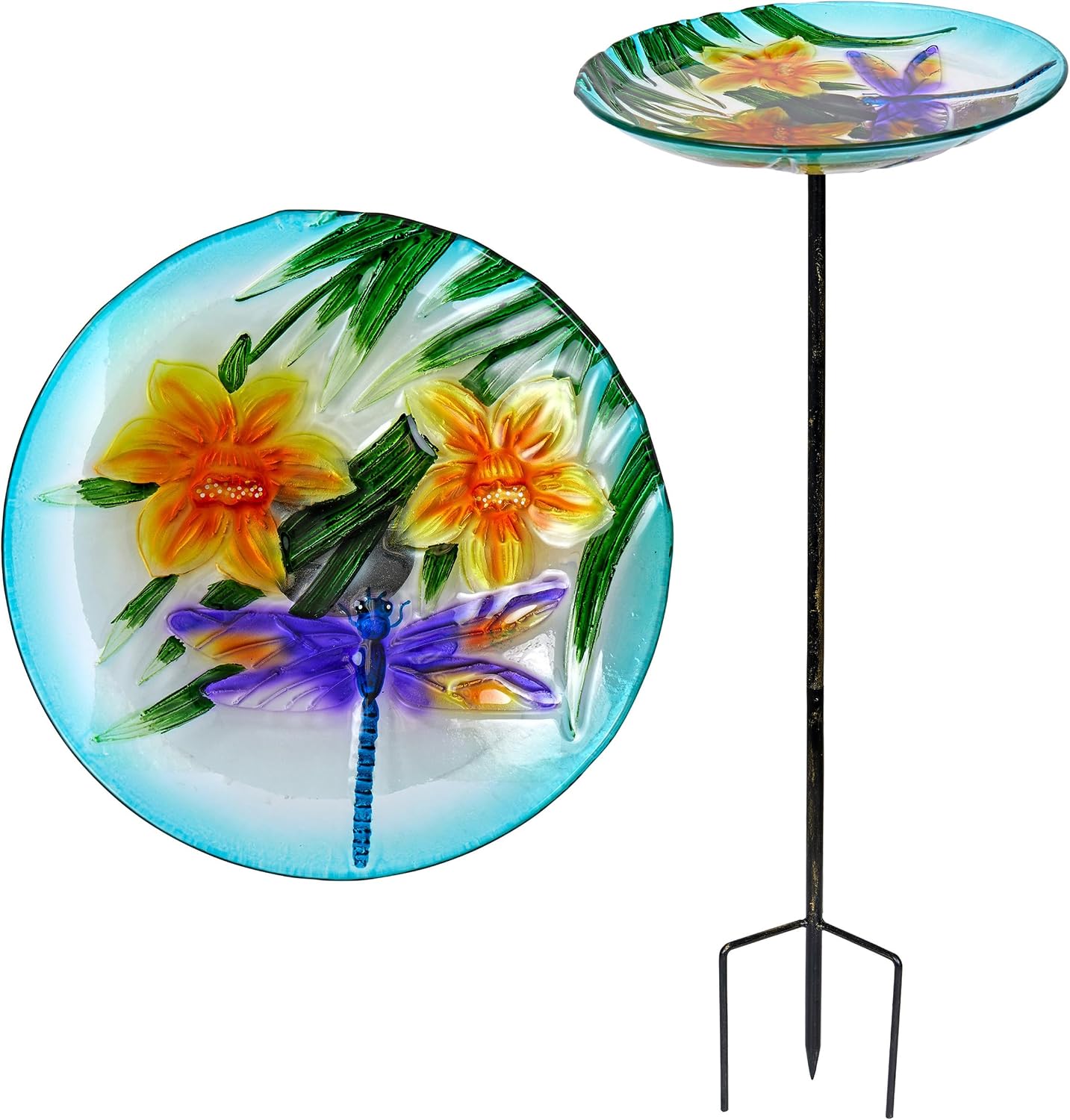 Alpine Corporation 25" Tall Outdoor Birdbath with Planter Pedestal Yard Statue, Stunning Garden Accent, 15" Round, Green