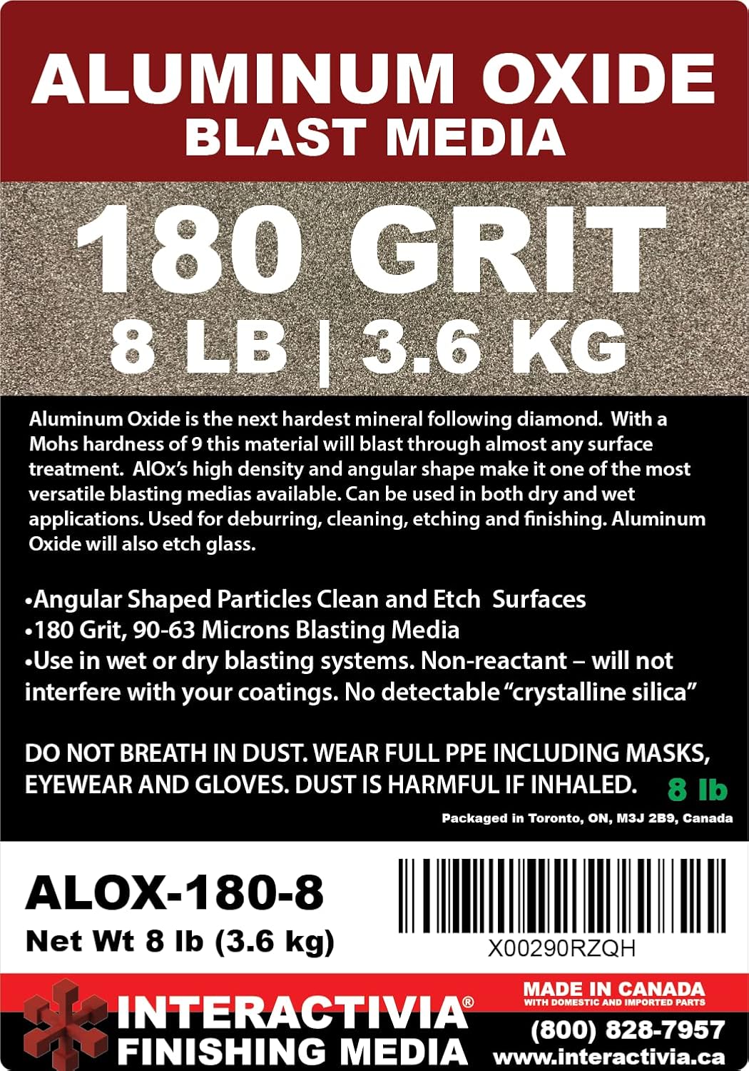 #80 Aluminum Oxide - 8 LBS - Medium Sand Blasting Abrasive Media for Blasting Cabinet and Blasting Guns.