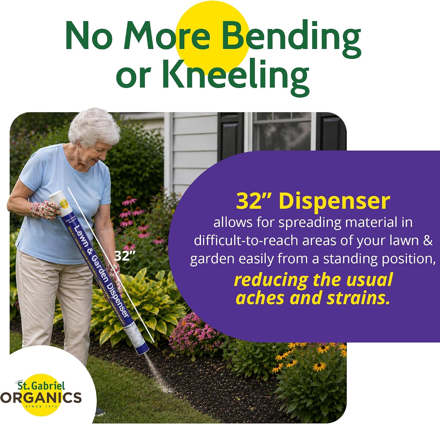 St. Gabriel Organics Lawn & Garden Dispenser, 32" (12 Pack) | Adjustable and Reusable 3-Setting Tube Dispenser, for Applying Powdered Milky Spore and Other Fine Granules and Powders