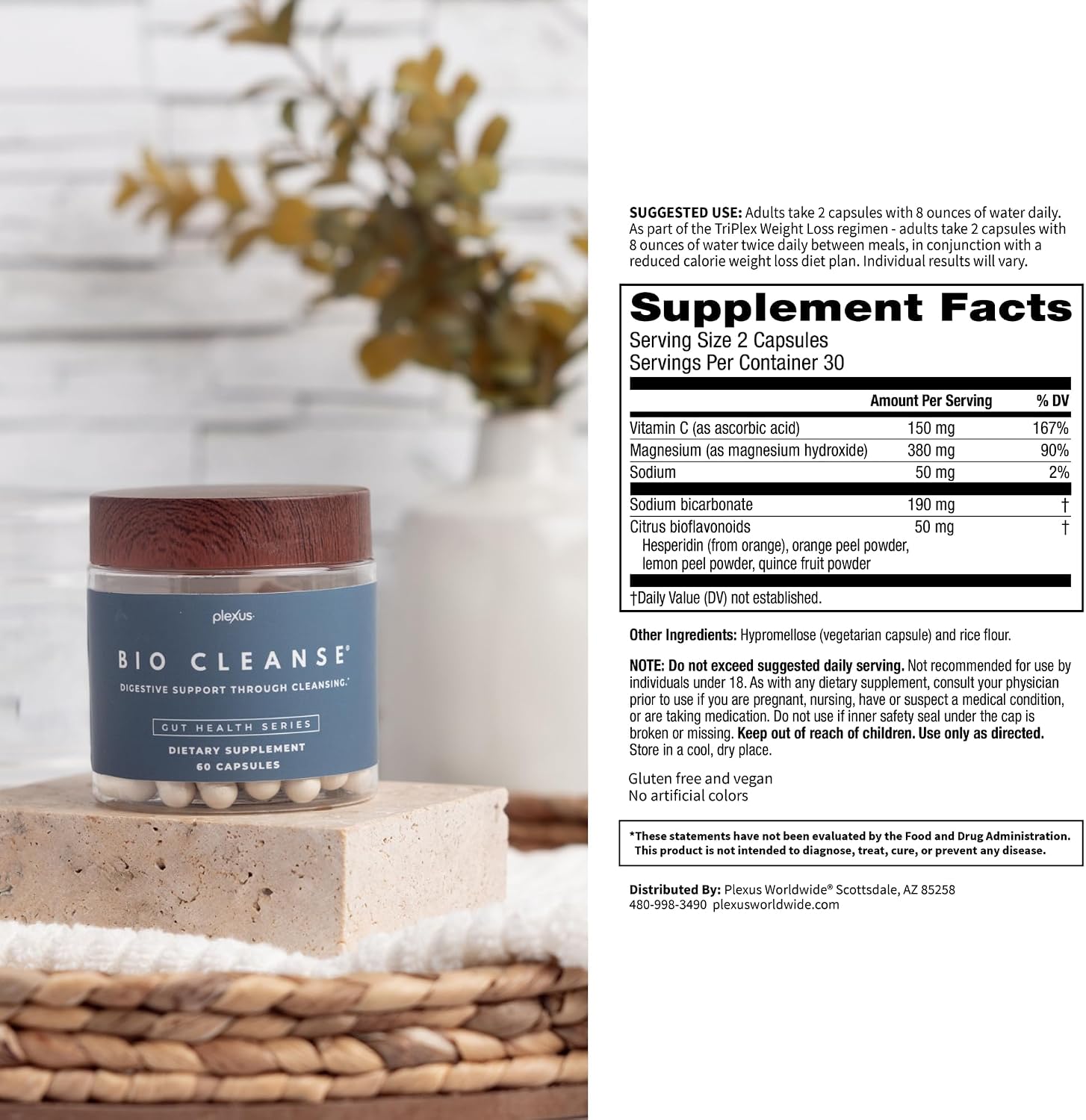 Plexus® Bio Cleanse® 180 ct. | Daily gut health supplement with magnesium to support cleansing, regularity, and vitamin C for immune and antioxidant support