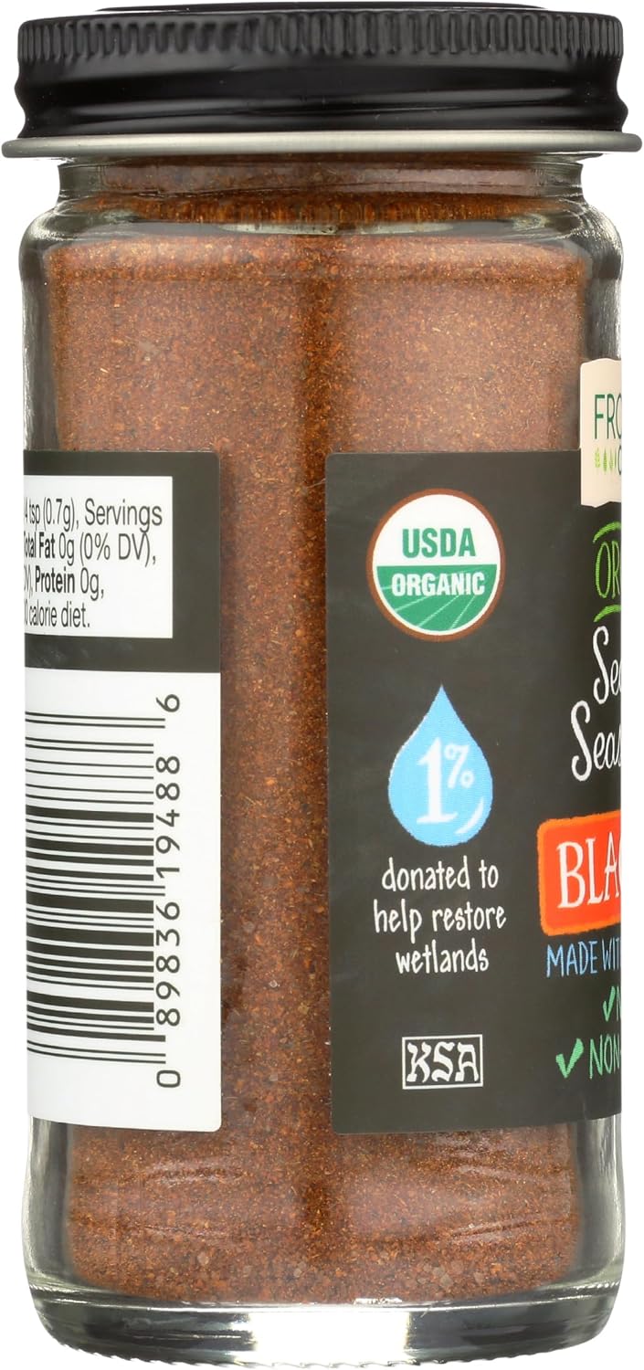 Frontier Co-op Organic Blackened Seafood Seasoning, 2.5 Ounce Bottle, Savory Blend for Fish, Seafood, Sauces, Chowders