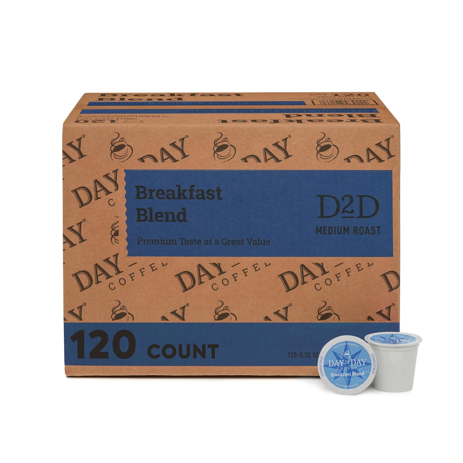 Day To Day Coffee Pods, Breakfast Blend Medium Roast, 120 Count K-Cup | Compatible with Keurig K-Cup brewers. Bulk single serve pods for everyday morning coffee at home, office or breakroom
