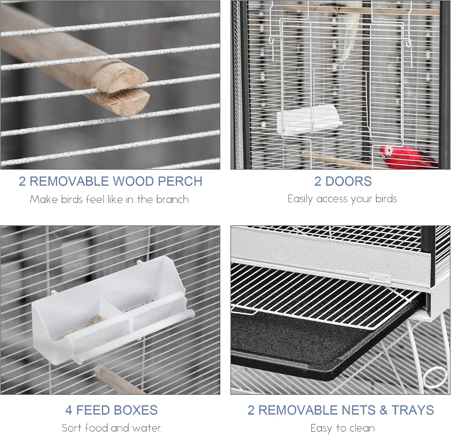 PawHut 44" Hexagon Covered Canopy Portable Aviary Flight Bird Cage With Storage | Hexagon
