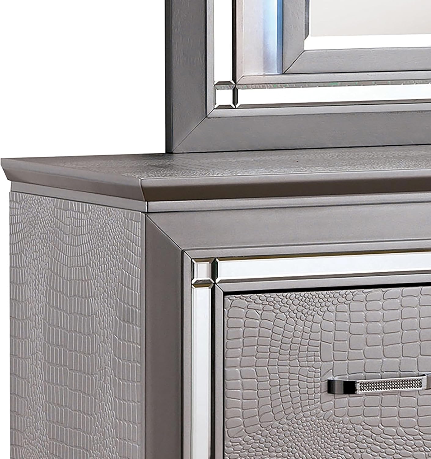 24/7 Shop at Home Riah Contemporary 9-Drawer 2-Piece Dresser and Mirror Set, Silver