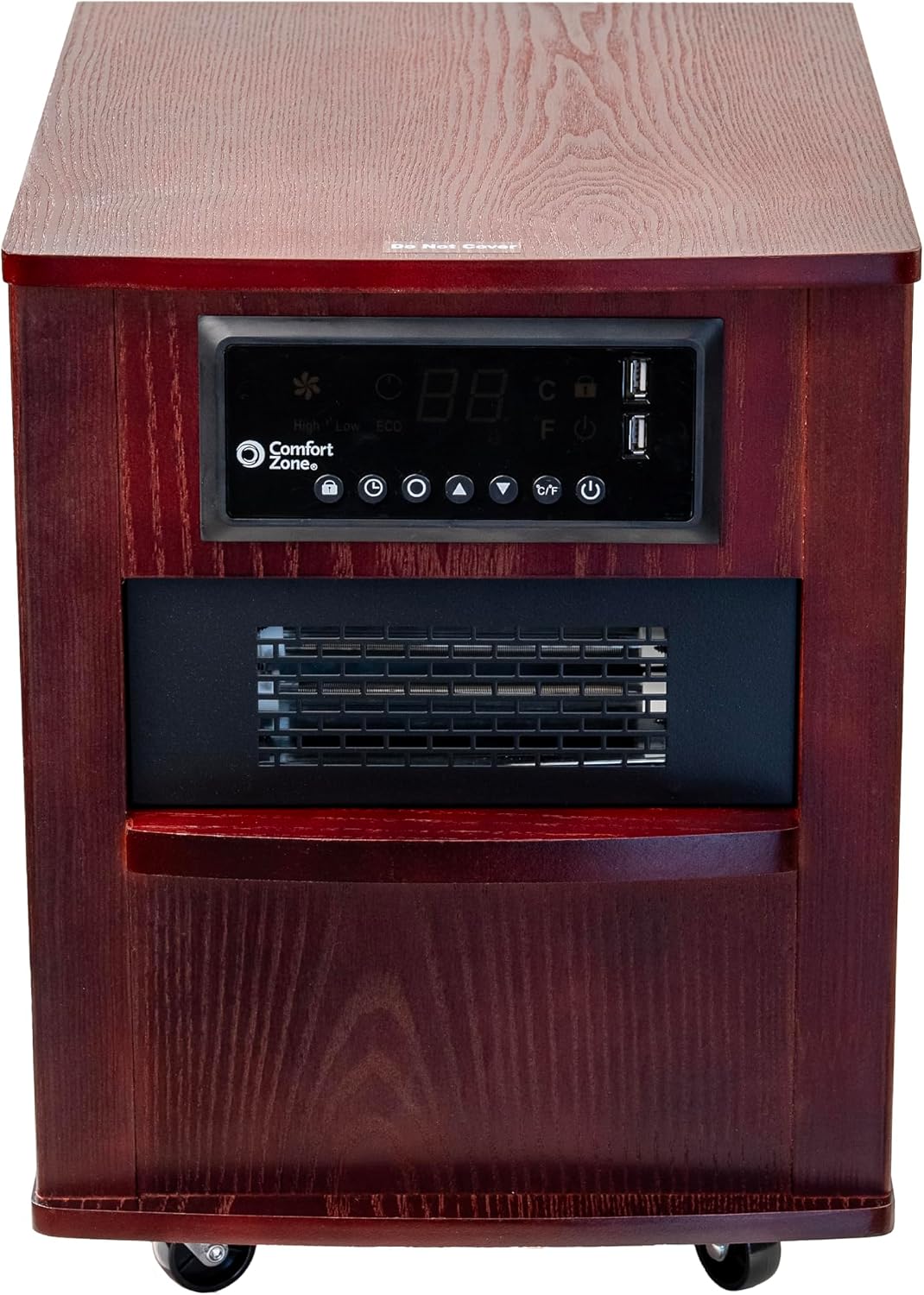 Comfort Zone Indoor Space Heater, 20 inch, 1,500 watt, Cabinet Heater with Remote, Infrared, Quartz, USB Charging Ports, Timer, Tip Over Switch & Overheat Protection, Ideal for Home & Office, CZ2062W
