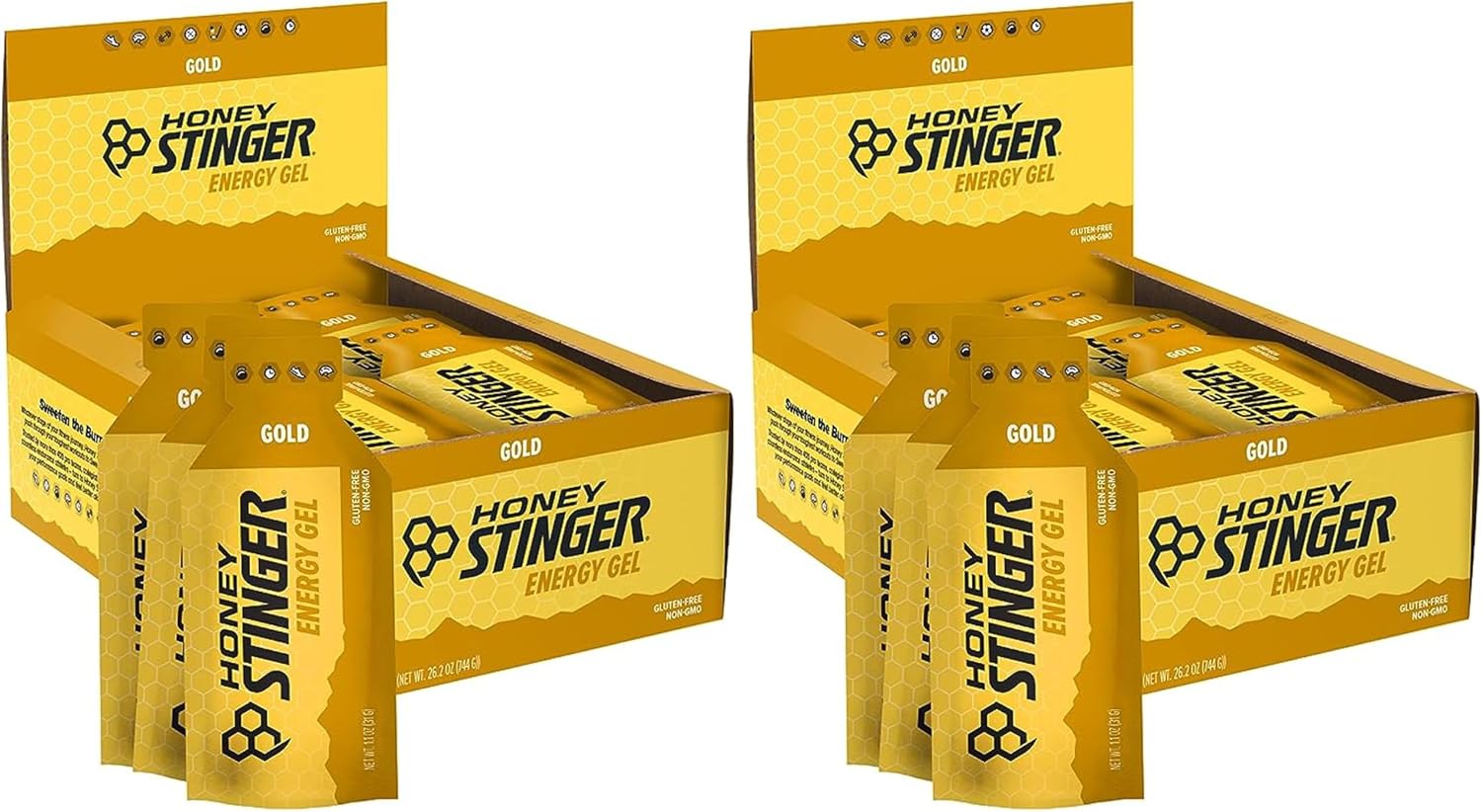 Honey Stinger Gold Energy Gel, Gluten Free & Caffeine Free, for Exercise, Running and Performance, Sports Nutrition for Home & Gym, Pre and Mid Workout, 24 Pack, 26.4 Ounce | sports-nutrition-endurance-and-energy-chews
