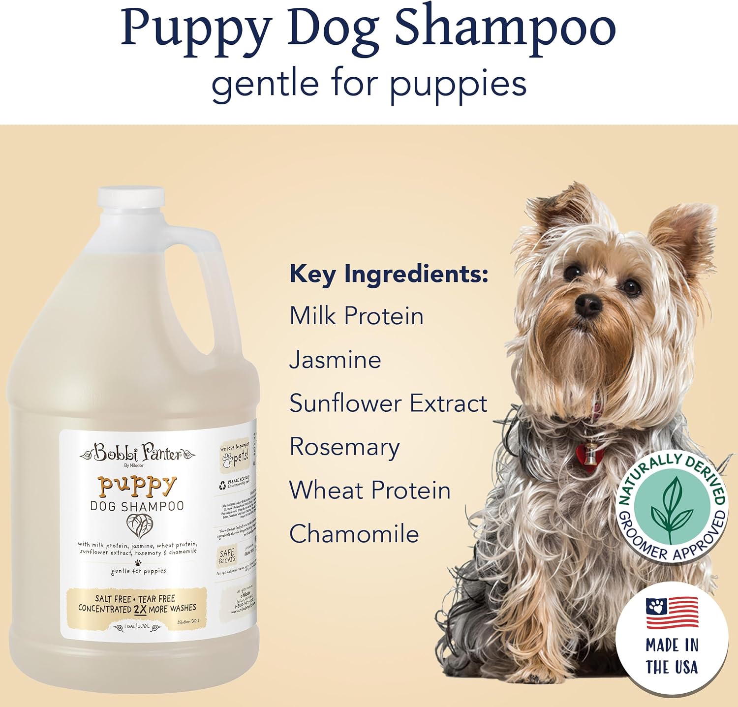 Bobbi Panter Soothing Dog Shampoo Tea Tree, Lavender, Cucumber & Oat Protein – Natural Formula for Sensitive Skin & Irritation Relief, Tear-Free, 30:1 Concentrate, Made in USA, 14 oz