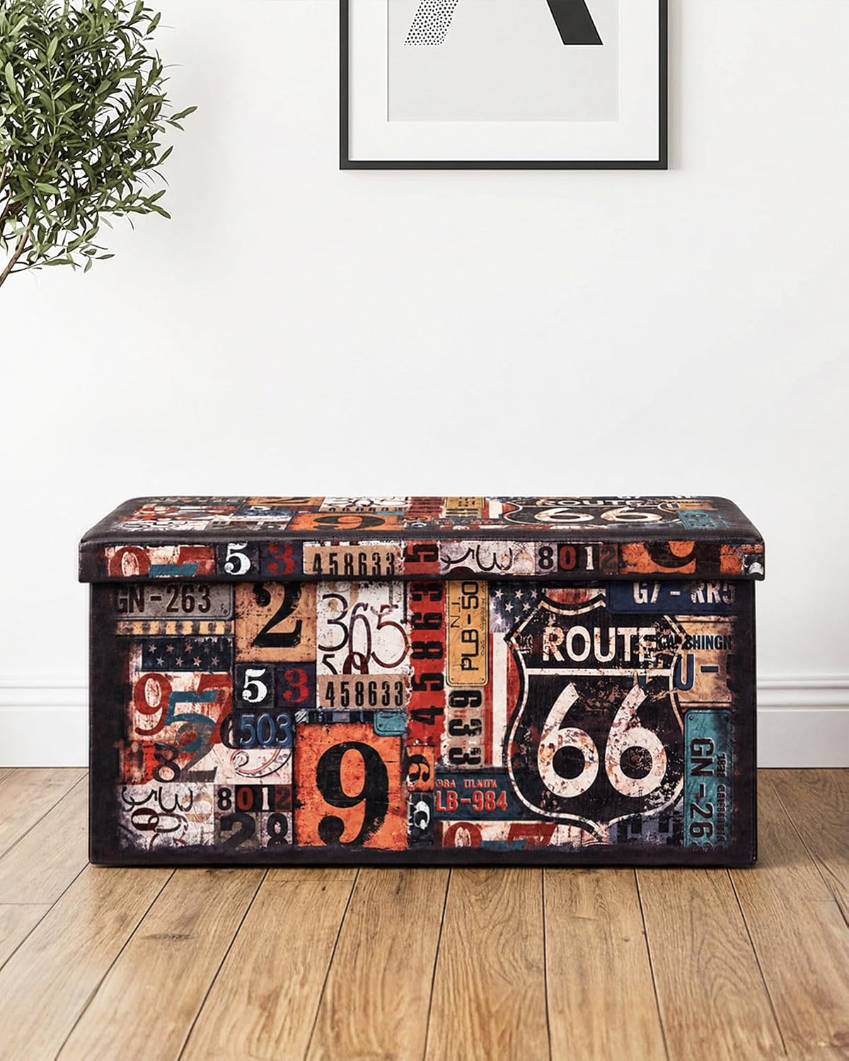 B FSOBEIIALEO Folding Storage Ottoman Bench with Faux Leather Footrest Seat, Coffee Table 30"x15"x15"