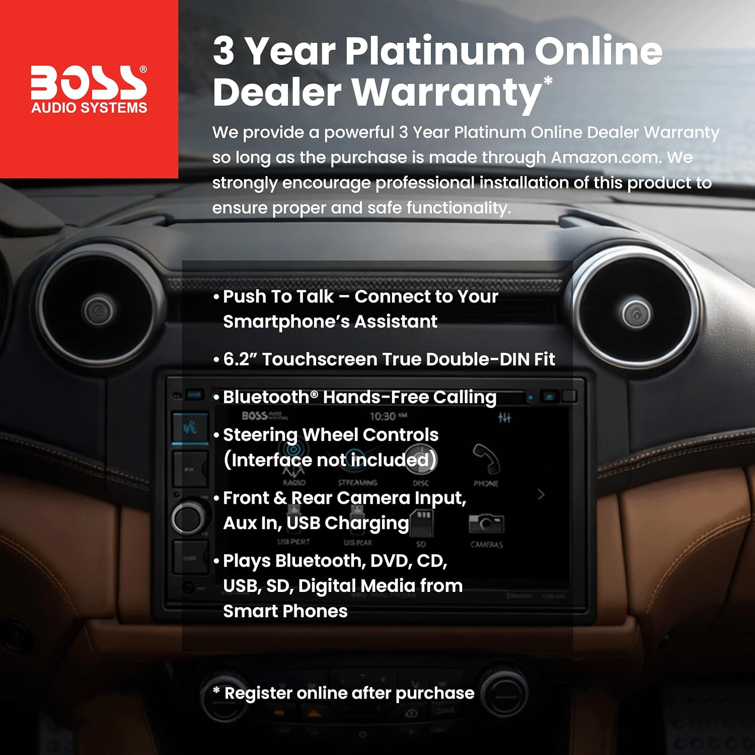 BOSS Audio Systems BV9364B Car Stereo, Hands-Free Calling, Double DIN