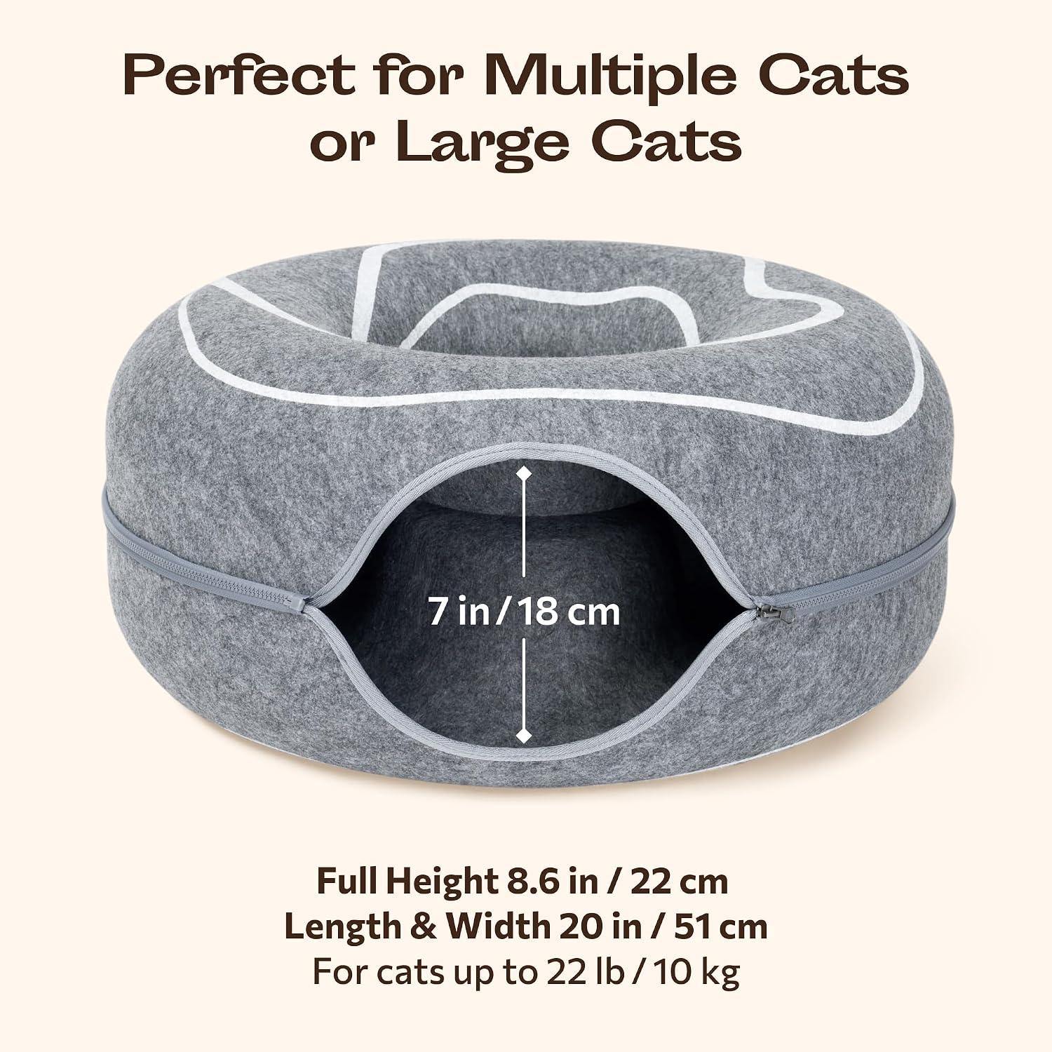 Cat Cave – Premium Felt Cat Bed for Indoor Cats, Handmade 100% Merino Wool (Large, Black Aqua)