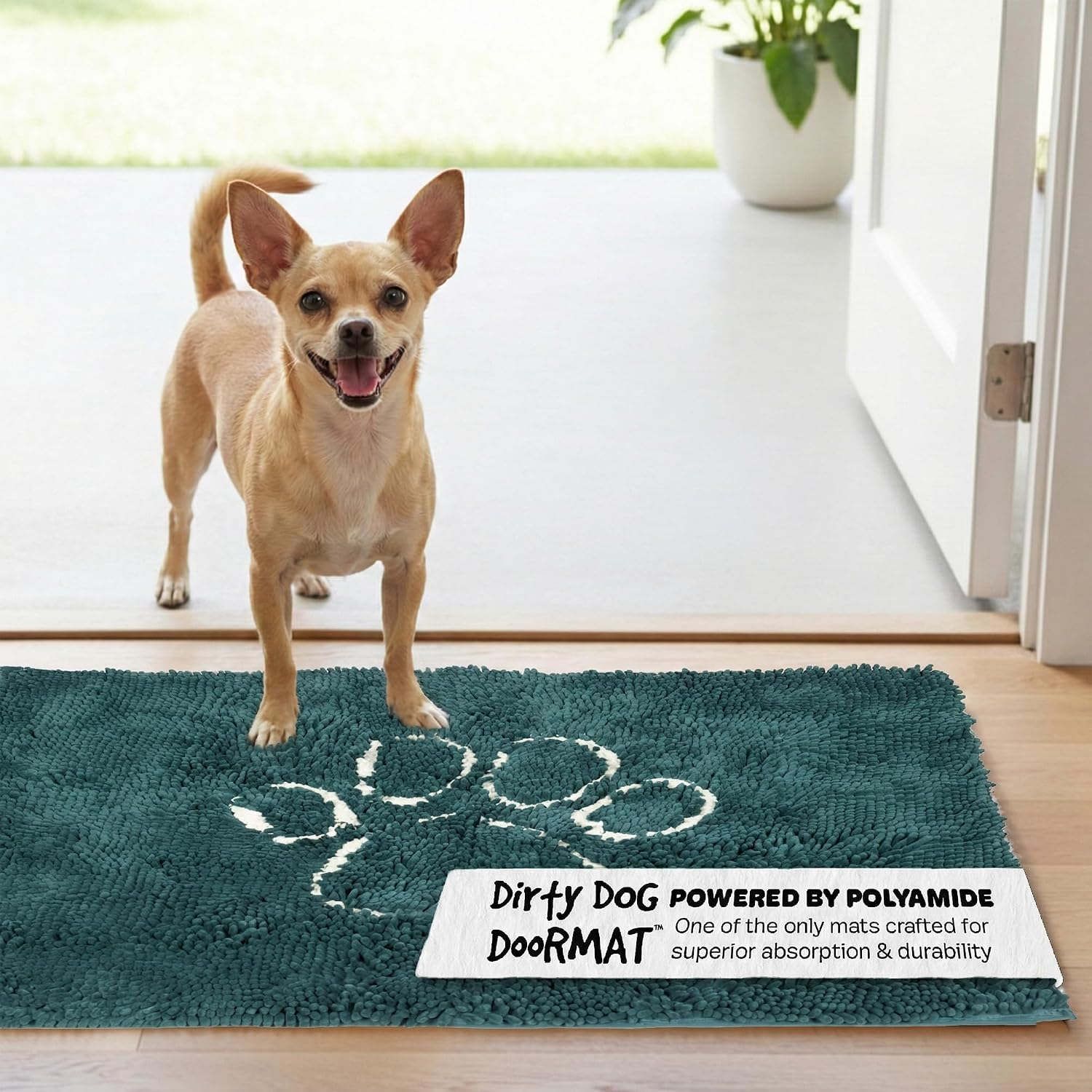 Dog Gone Smart Dirty Dog Doormat - Fast Drying Rug with Super Gripper Backing for Clean Floors - Super Absorbent and Machine Washable Mat for Muddy Paws - Grey