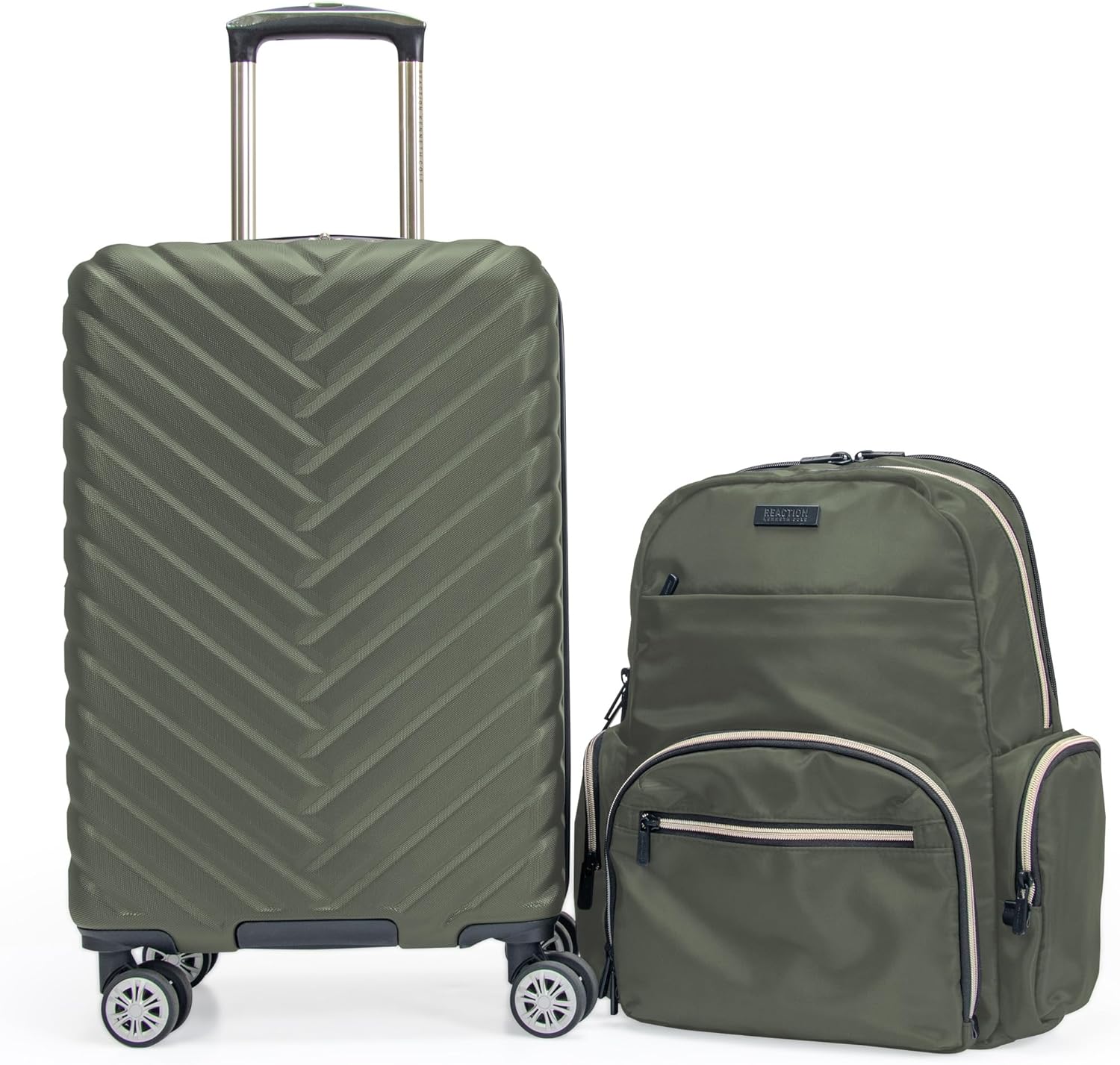 Kenneth Cole REACTION Madison Square Lightweight Hardside Chevron Expandable Spinner Luggage, Black, (28-Inch Checked)