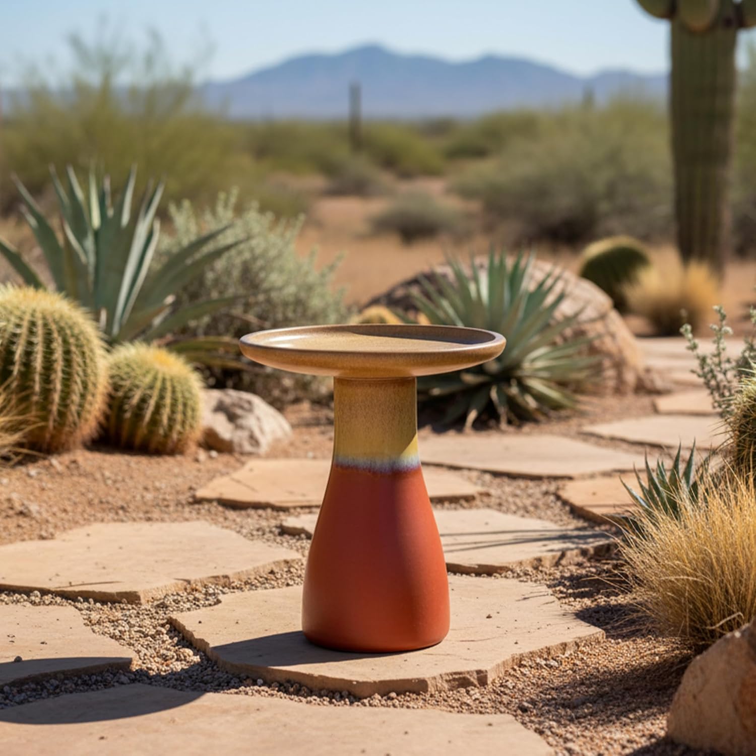 Sunnydaze Ceramic Bird Bath, Weather-Resistant Finish, 21” H, Galaxy Blue