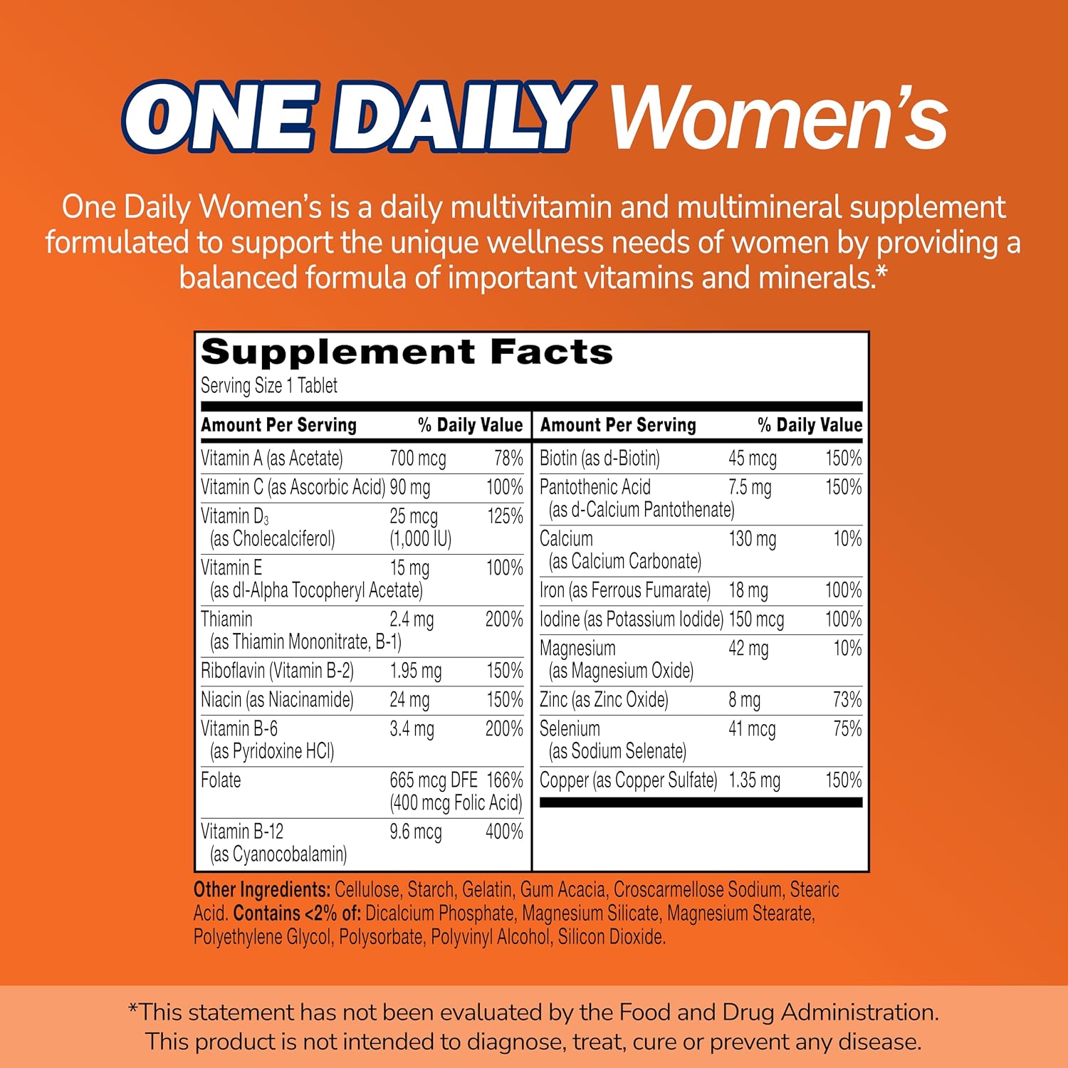 21st Century One Daily Women's Multivitamin Tablets, 100 Count | Complete Daily Multivitamin & Multimineral, Compare VS. One A Day® Women's