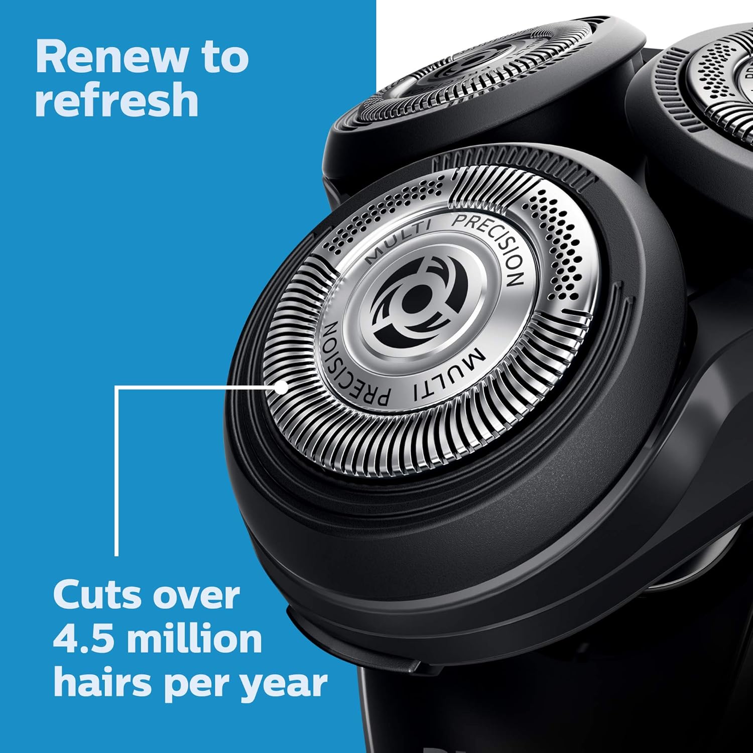 Philips Norelco Genuine Replacement Heads, 3 Count | 45 Self Sharpening MultiPrecision Blades, Compatible with Series 5000 - 6000 and AquaTouch, SH50/52