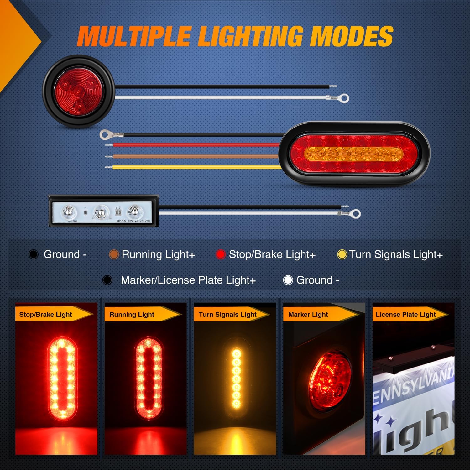 Nilight Steel Weld-On Trailer Light Box Kit with 6 Inch Oval LED Tail Light