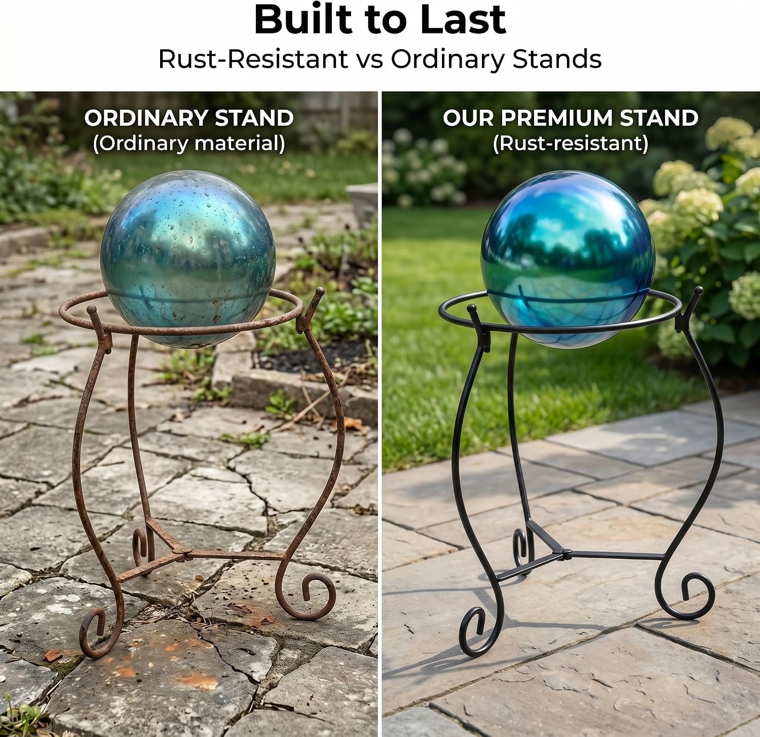 Topadorn Gazing Ball Stand for 10 /12 Inch Garden Globe with Butterfly | Metal Garden Globe Stand with Butterfly Design, Outdoor Weather Resistant Decorative Holder for Yard Patio Lawn