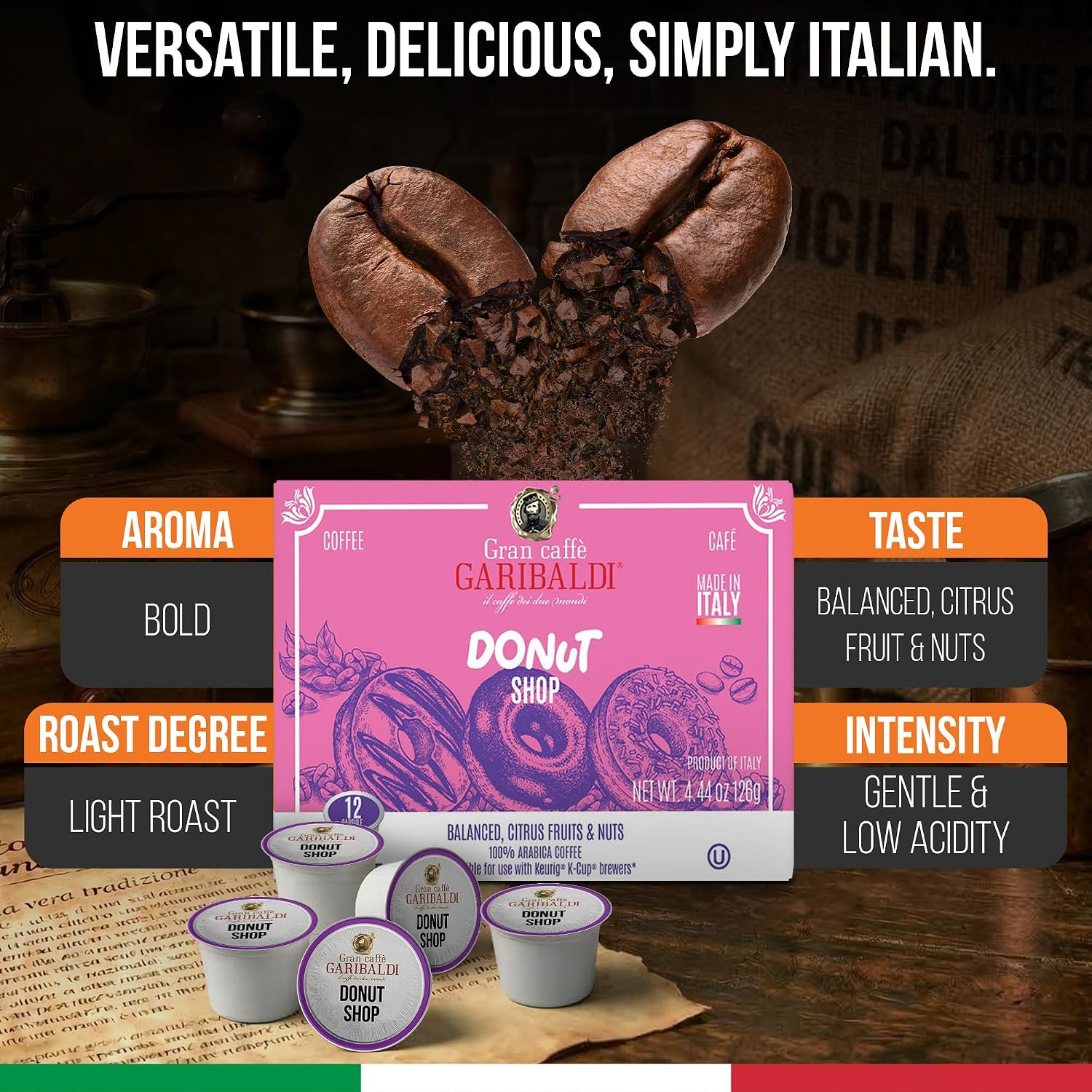 Caffè Garibaldi Colombian Coffee Pods for Keurig K-Cup Brewers, 12 Count
