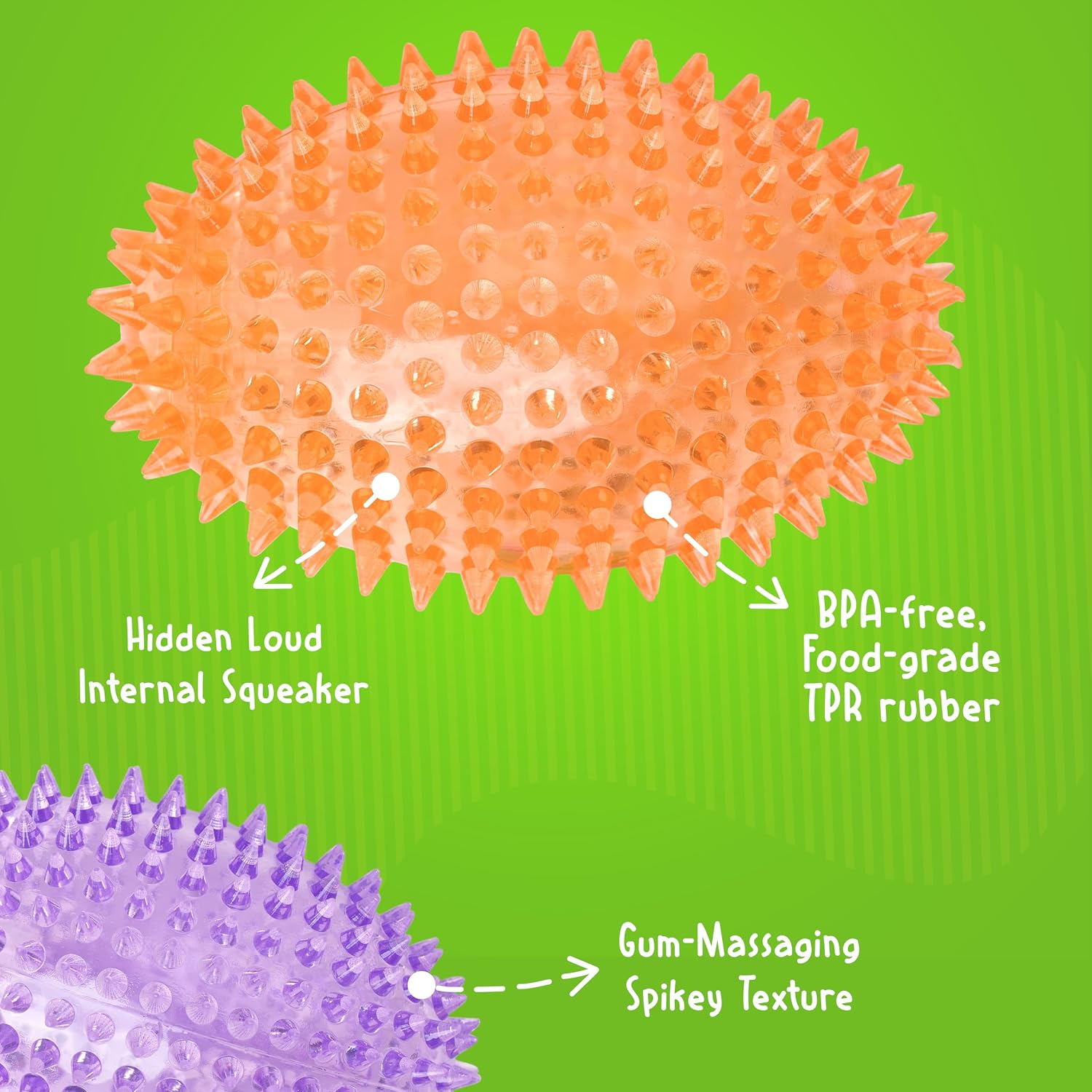 Gnawsome™ 4.5” Spiky Squeaker Football Dog Toy - Large, Cleans Teeth and Promotes Good Dental and Gum Health for Your Pet, Colors Will Vary