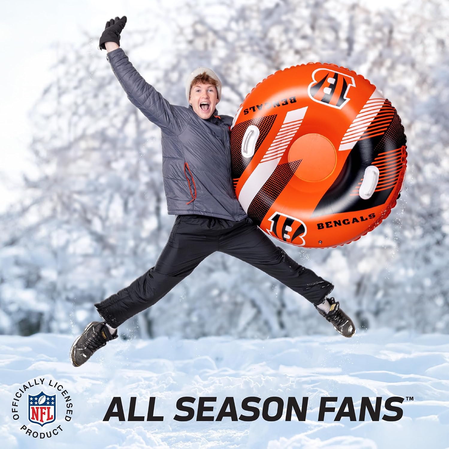 Big Mouth Inc NFL Snow Tube, Heavy Duty Inflatable Snow Sled for Winter Tubing, Ride-On Snow Tube with Handles for Kids and Adults, Outdoor Winter Fun and Football Fan Gifts