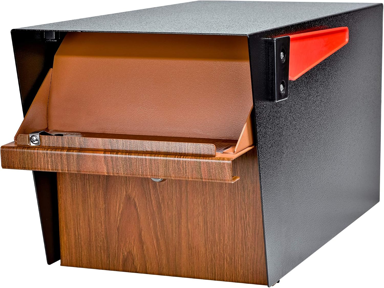 Mail Boss Curbside, Wood Grain 7510 Mail Manager Locking Security Mailbox, Steel, Black | Patented anti-pry lock, accepts small packages