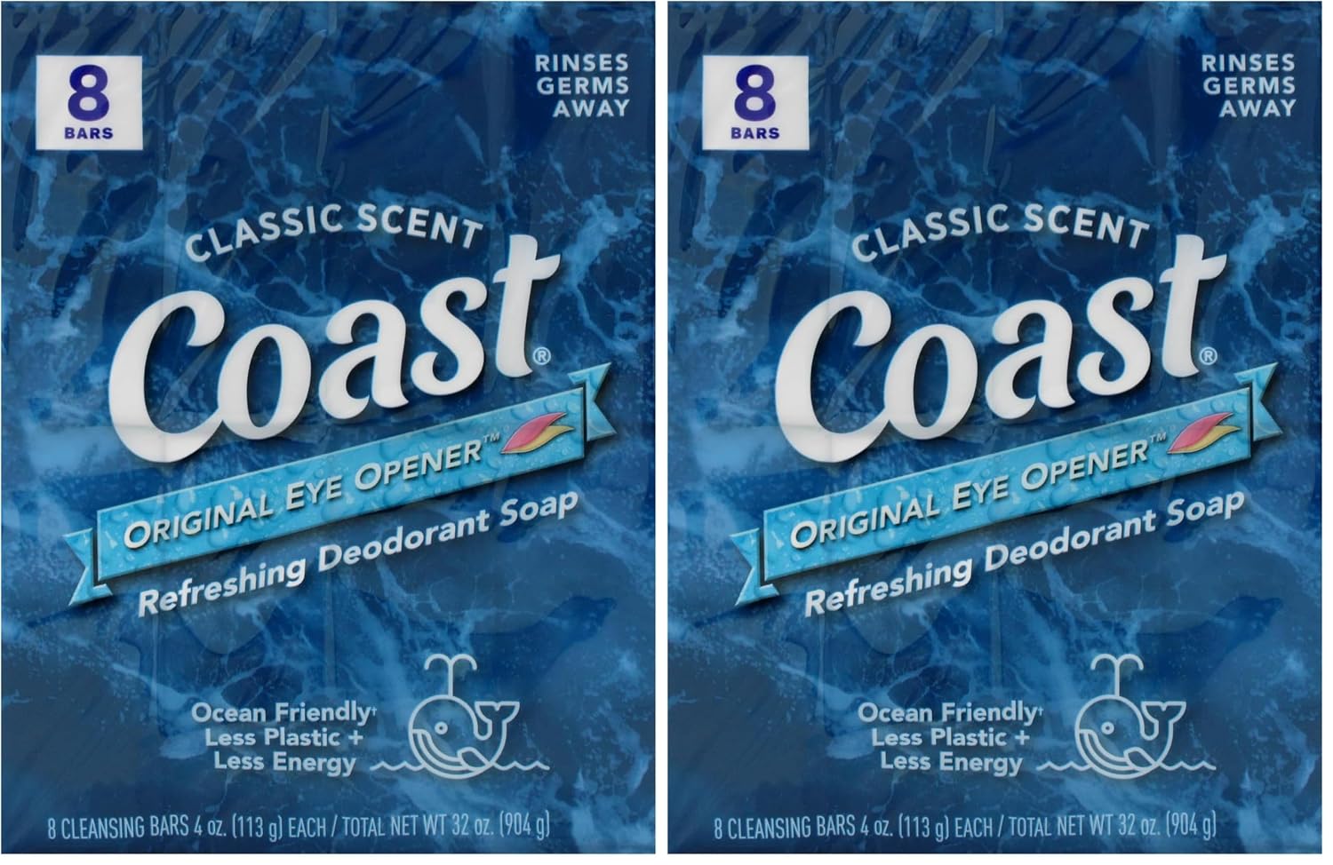 Coast Refreshing Deodorant Soap - Bar Soap with Thick Rich Lather - Clean Rinsing Formula for Fresh, Non-Dry Skin - Classic Scent - 8 x 4 oz