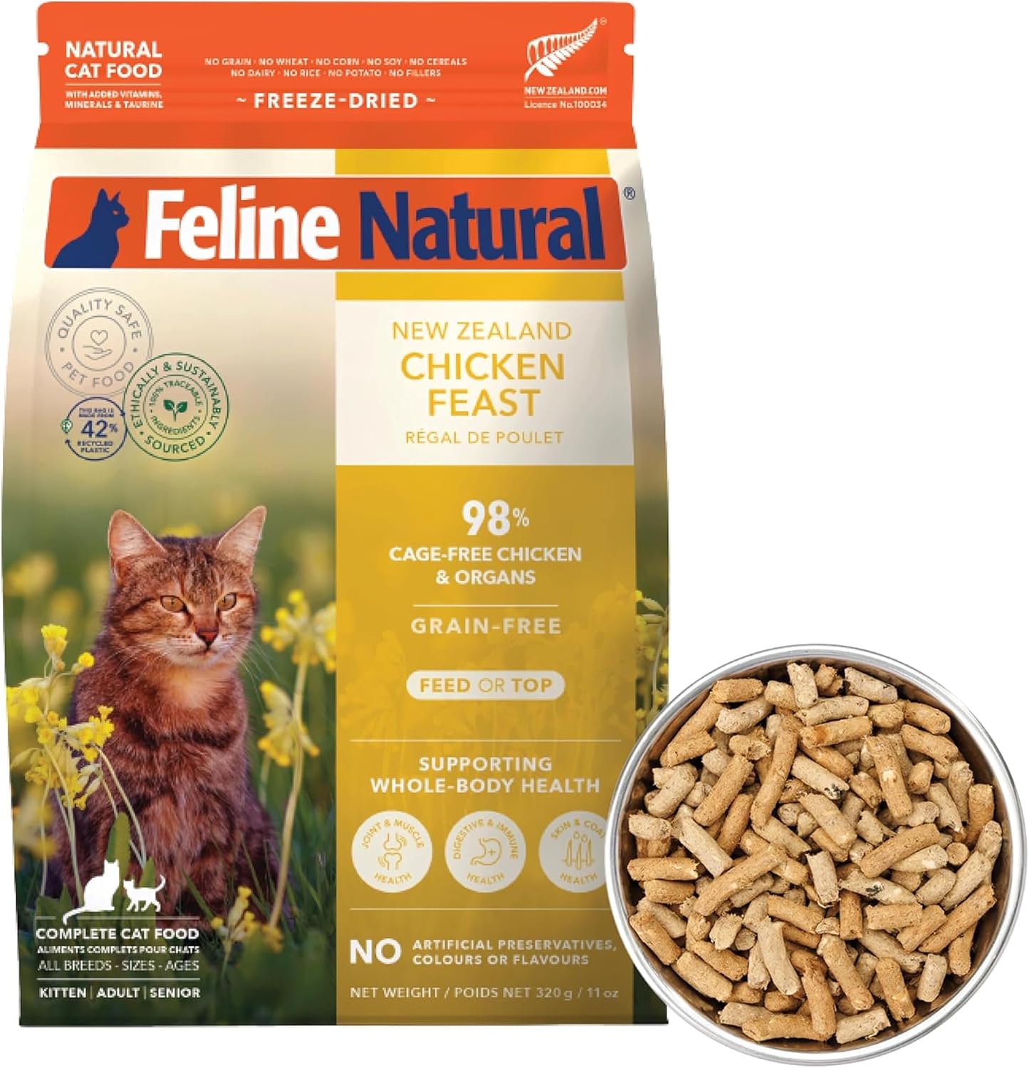 Feline Natural - High Protein Freeze Dried Dry Cat Food with 98% Meat