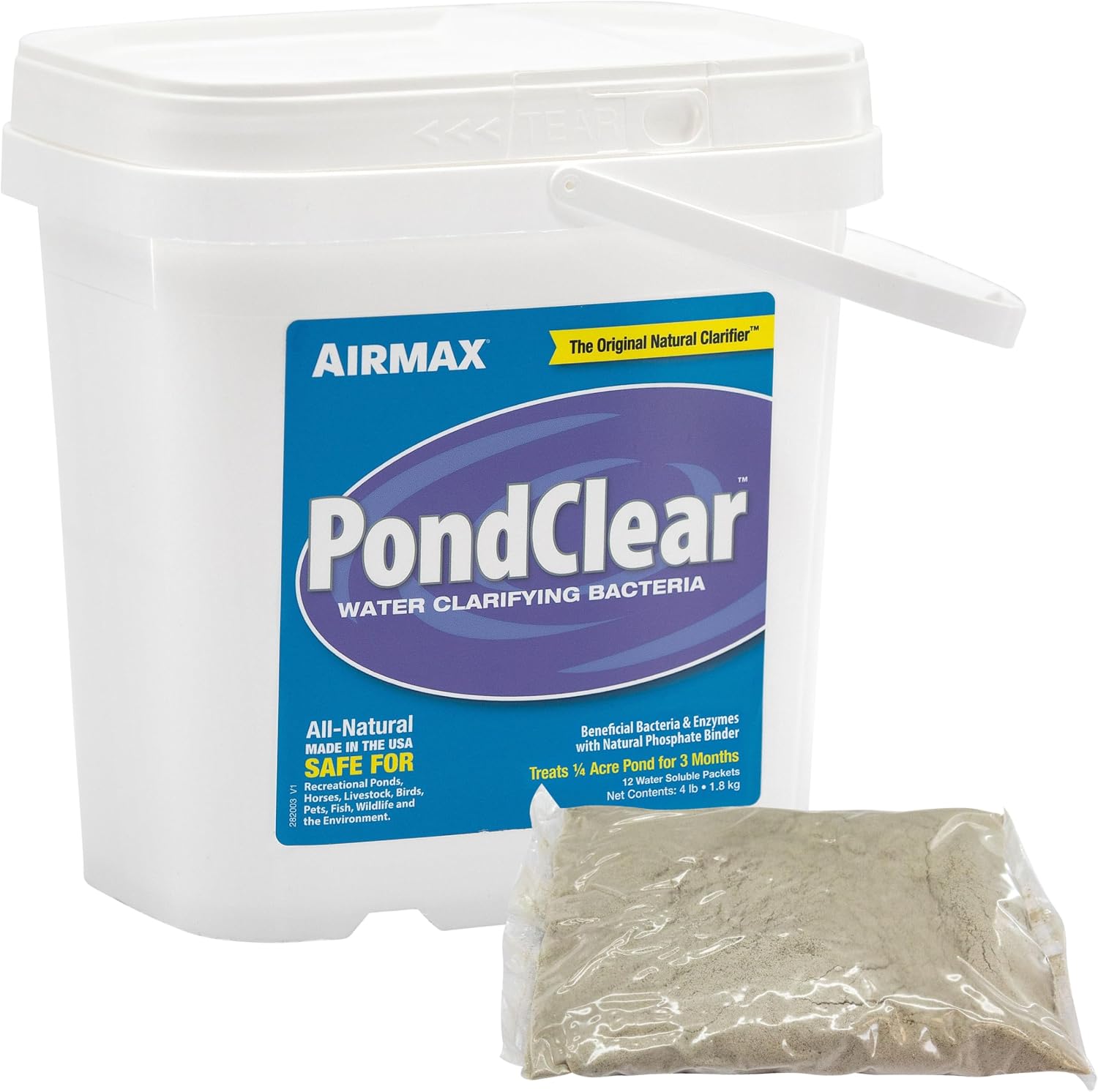 Airmax PondClear Packets Beneficial Bacteria Pond Clarifier, 24 Count | Enzyme Clarifier with EcoBoost PRx to help clear and clean pond and lake water while remaining safe for fish